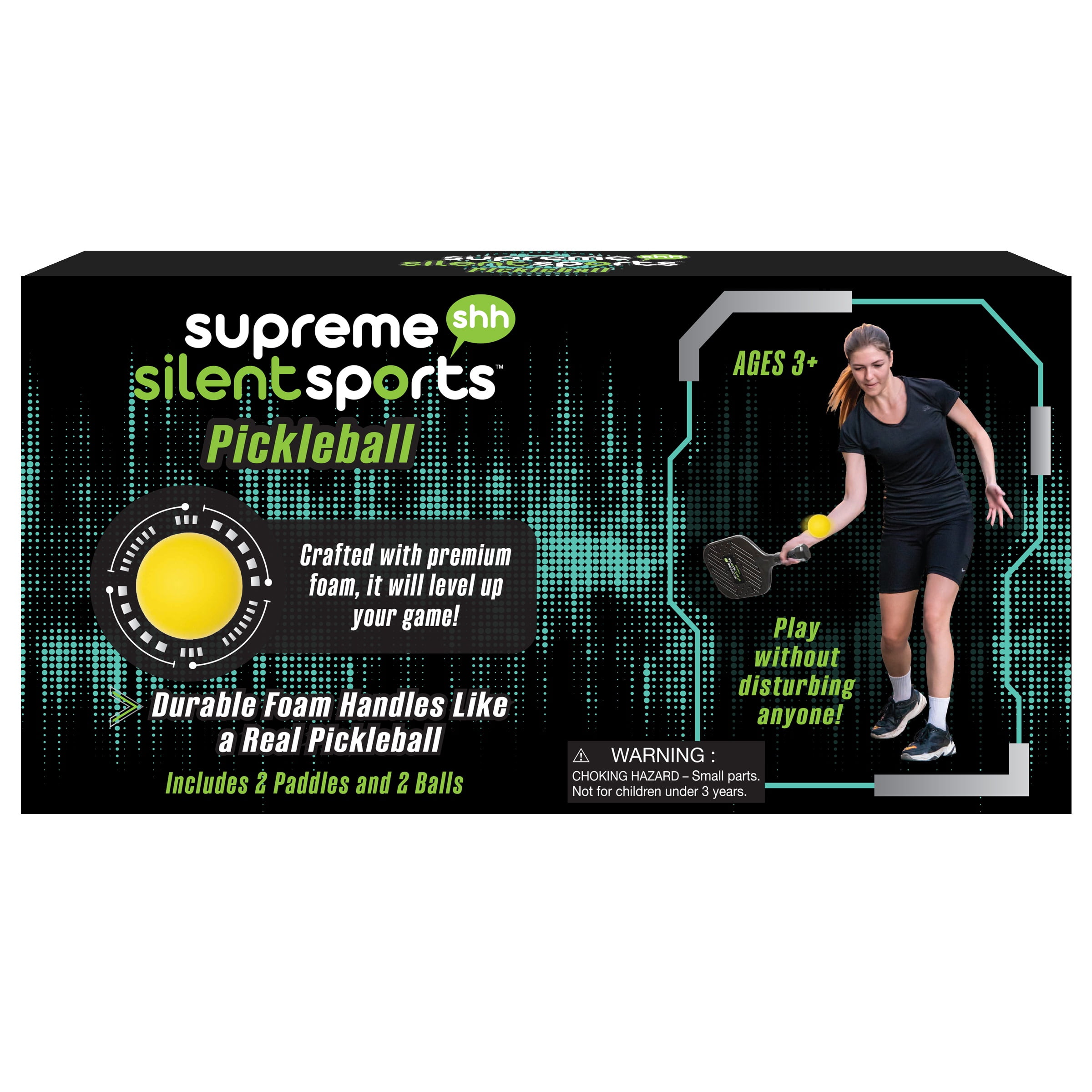 Supreme Silent Sports Pickleball Paddle Set, Noise-Reducing Indoor Practice Gear (2 Paddles, 2 Balls) hljxh