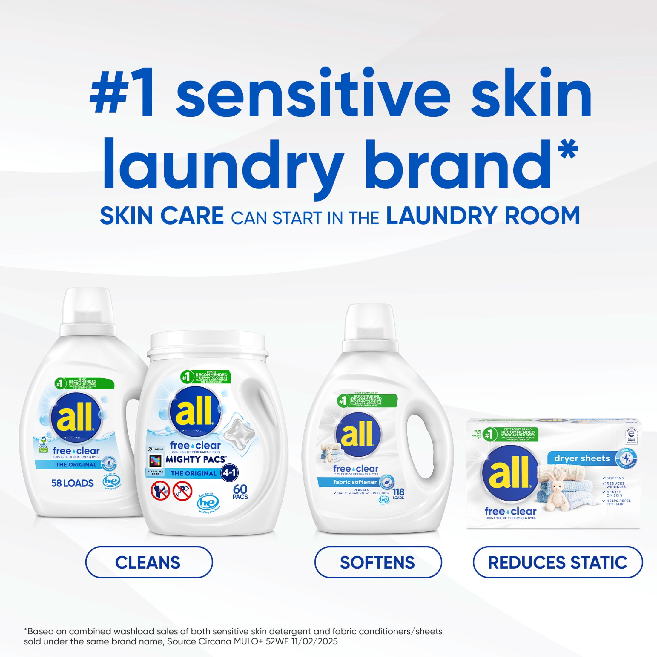 all Free Clear Liquid Laundry Detergent, Odor Relief for Sensitive Skin (Clear, 118 oz) nrke5