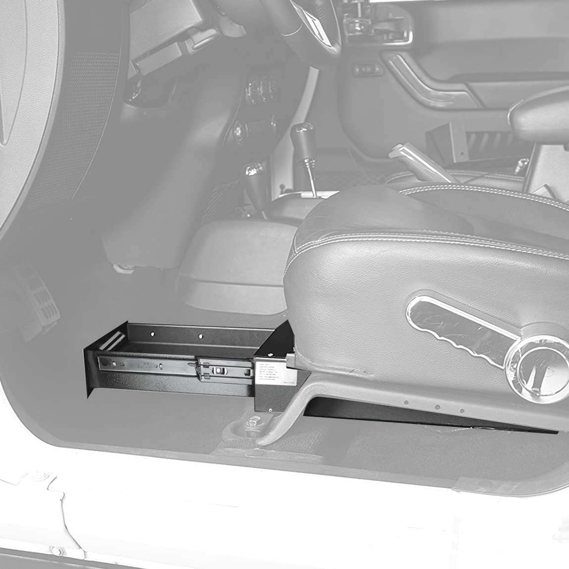 Pochar Under Seat Security Drawer for Jeep Wrangler JK 2007-2018 (Black, 17 in x 7.5 in x 3.25 in) yruwl