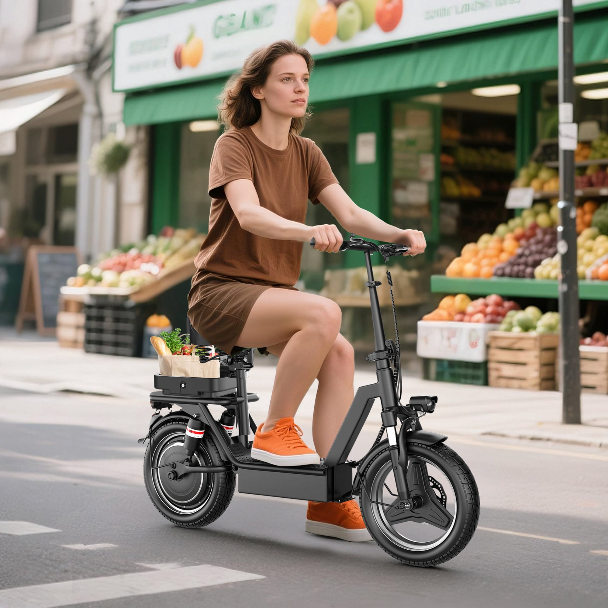 PostJoy 1200W Electric Scooter with Seat for Adults, Long-Range Commuter, Foldable Design (Black, 14 in Tire) u92o6