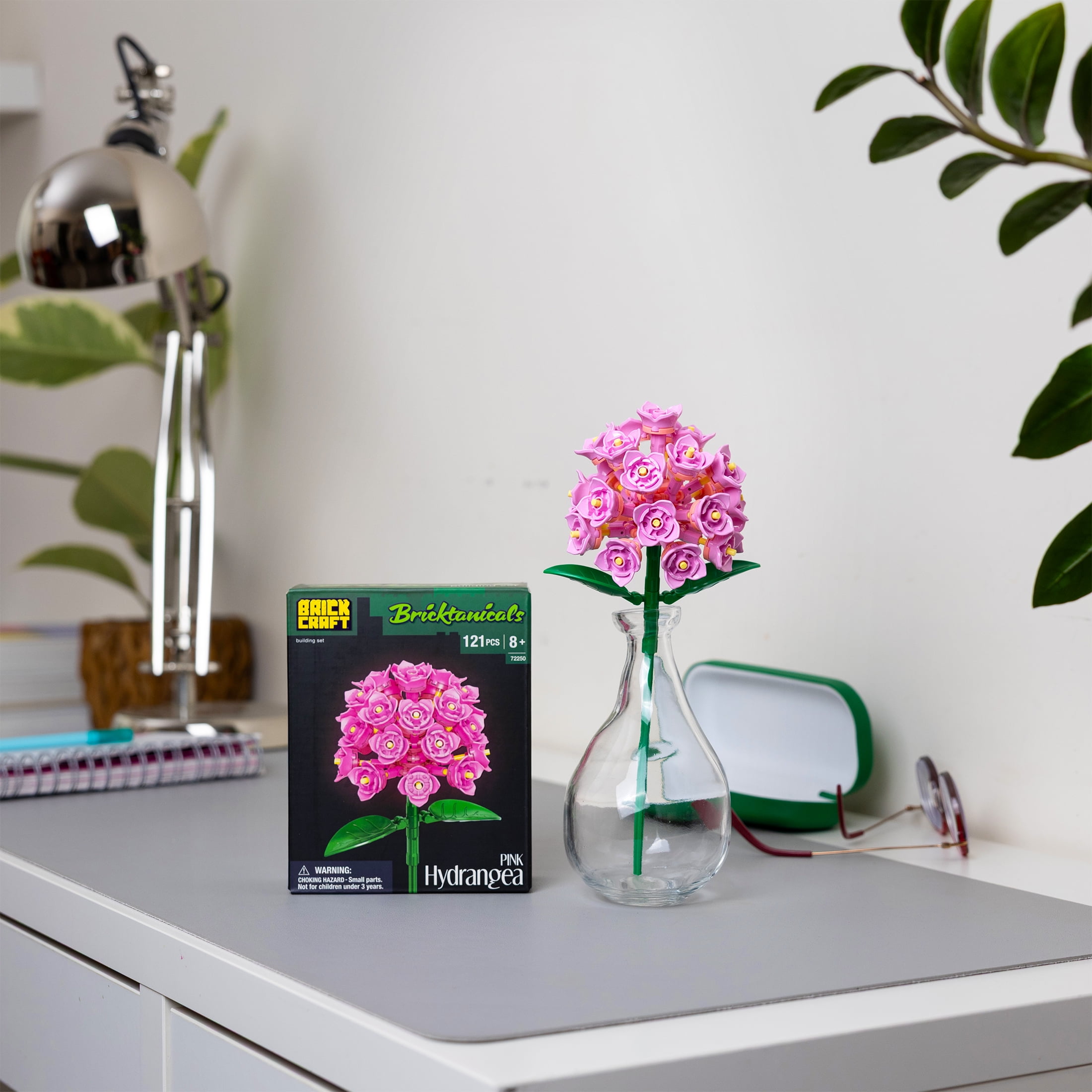 Brickcraft Pink Hydrangea Building Block Set (121-Piece Set) 94zga