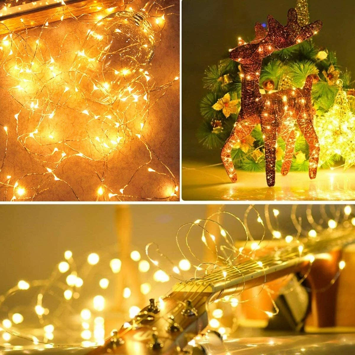 PURELY Lightsmax 100 LED String Lights Decorative Warm White Lighting for Wedding Garden Home (32.8 ft) qj6hr