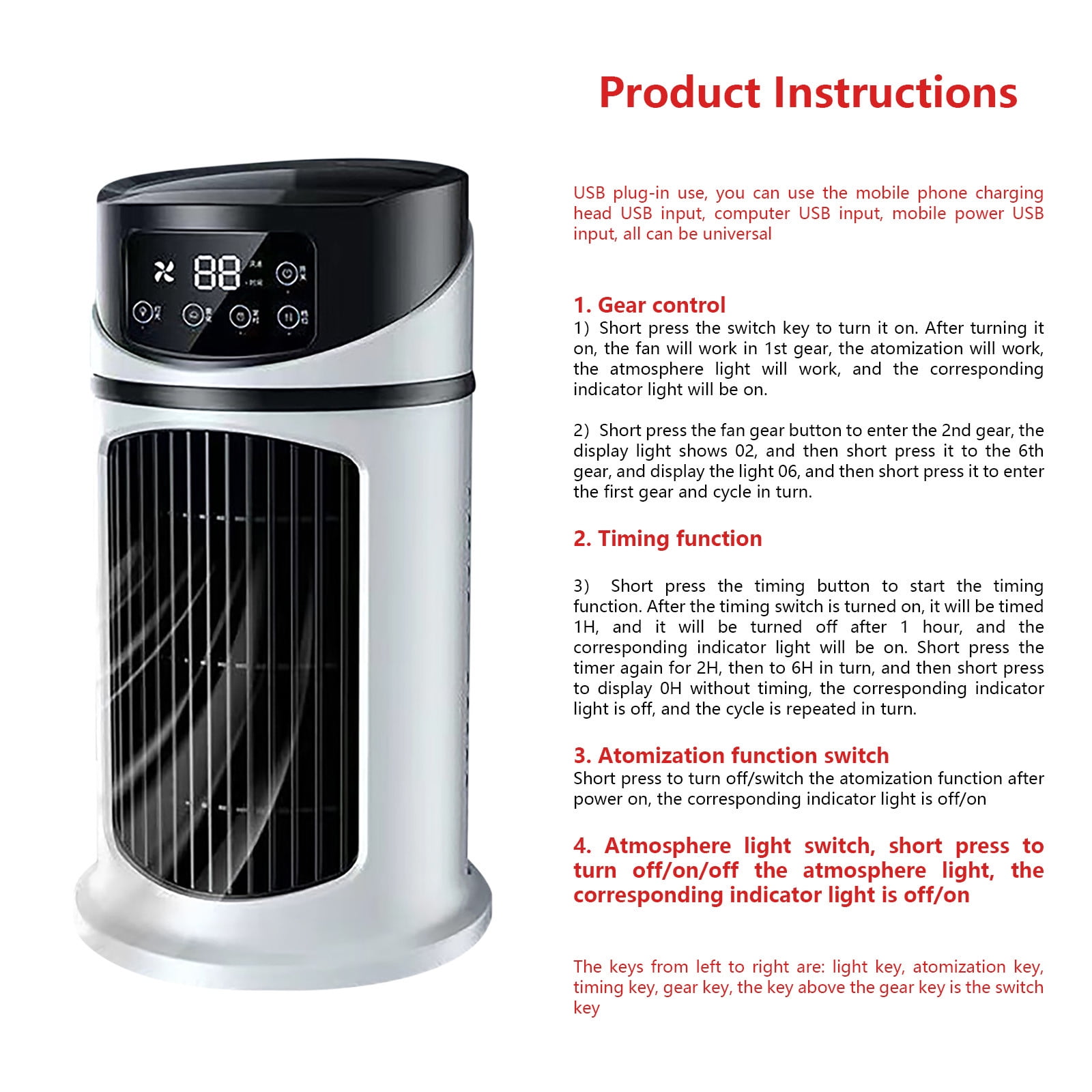 RnemiTe-amo Portable Air Conditioner, Desktop Cooling Fan with 3 Adjustable Speeds (White, 1 Pack) ialvt