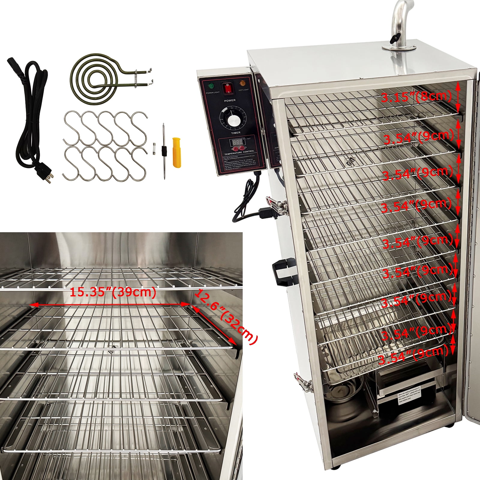Intsupermai Electric Meat Smoker Oven with 9 Detachable Racks and Side Wood Chip Loader (Large Capacity) dv4nh