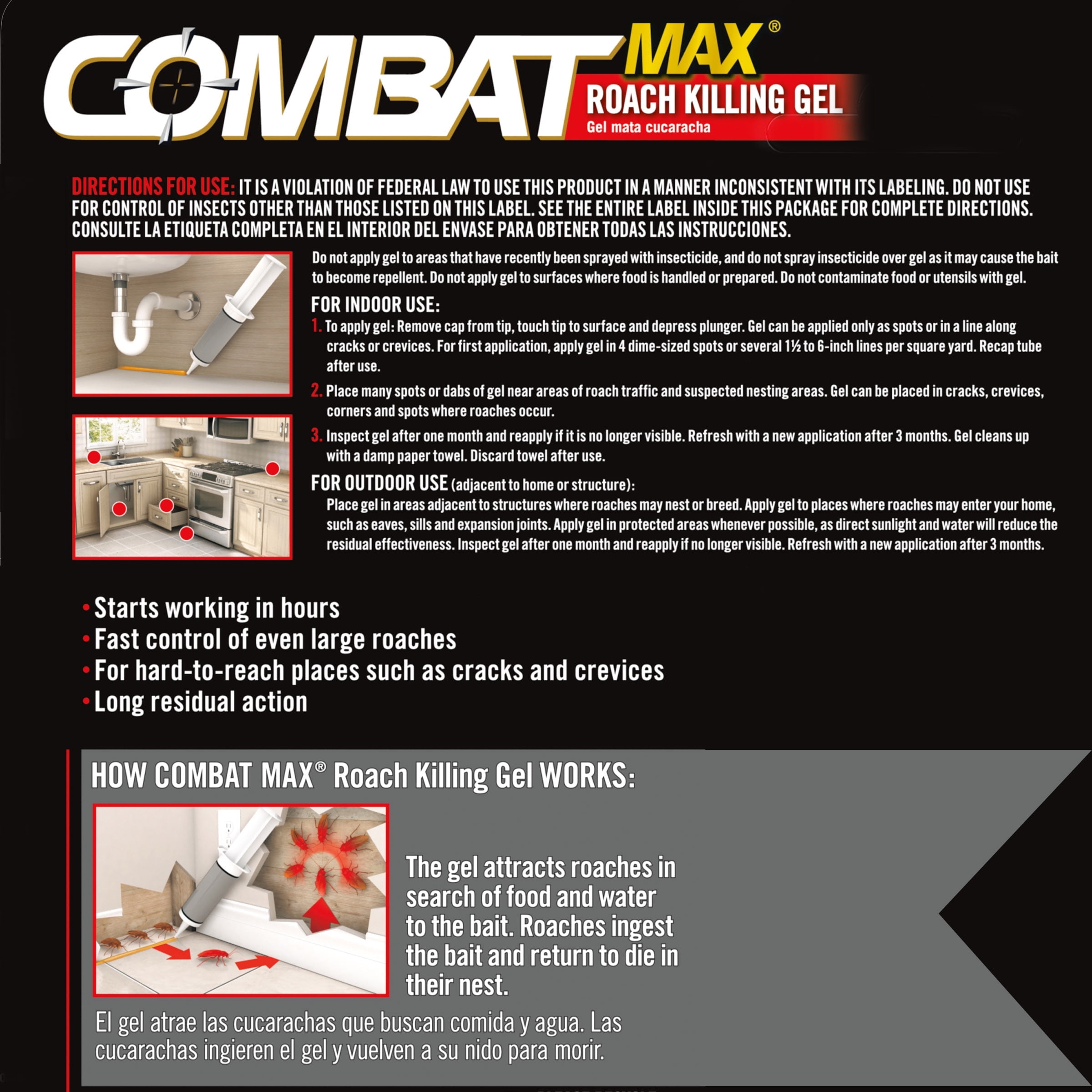 Combat Max Roach Killing Gel Indoor and Outdoor Pest Control (12 Pack, 2.1 oz) fl1go