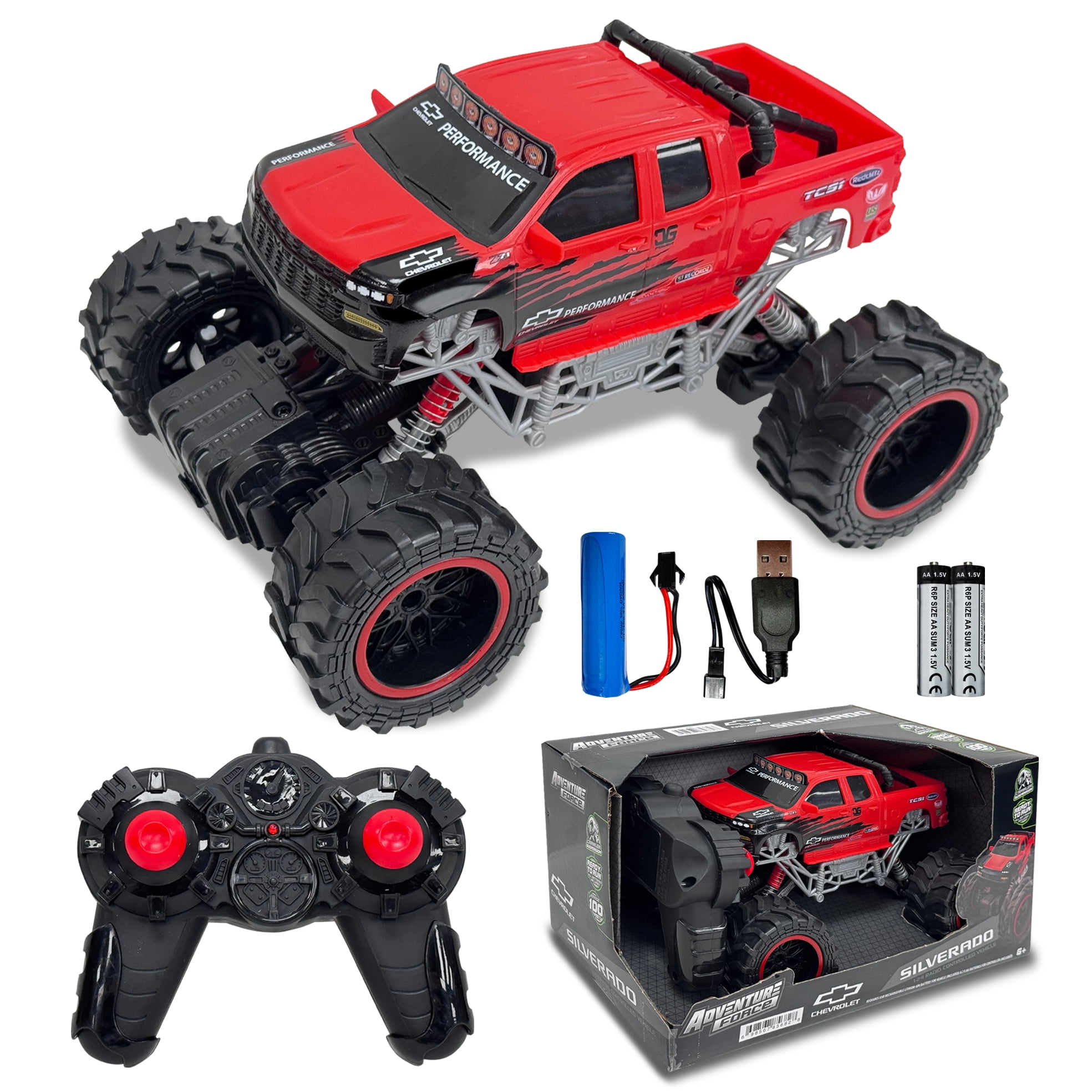 Adventure Force Silverado 4x4 Radio Control Truck (Red, 1:24 Scale) j4hq5