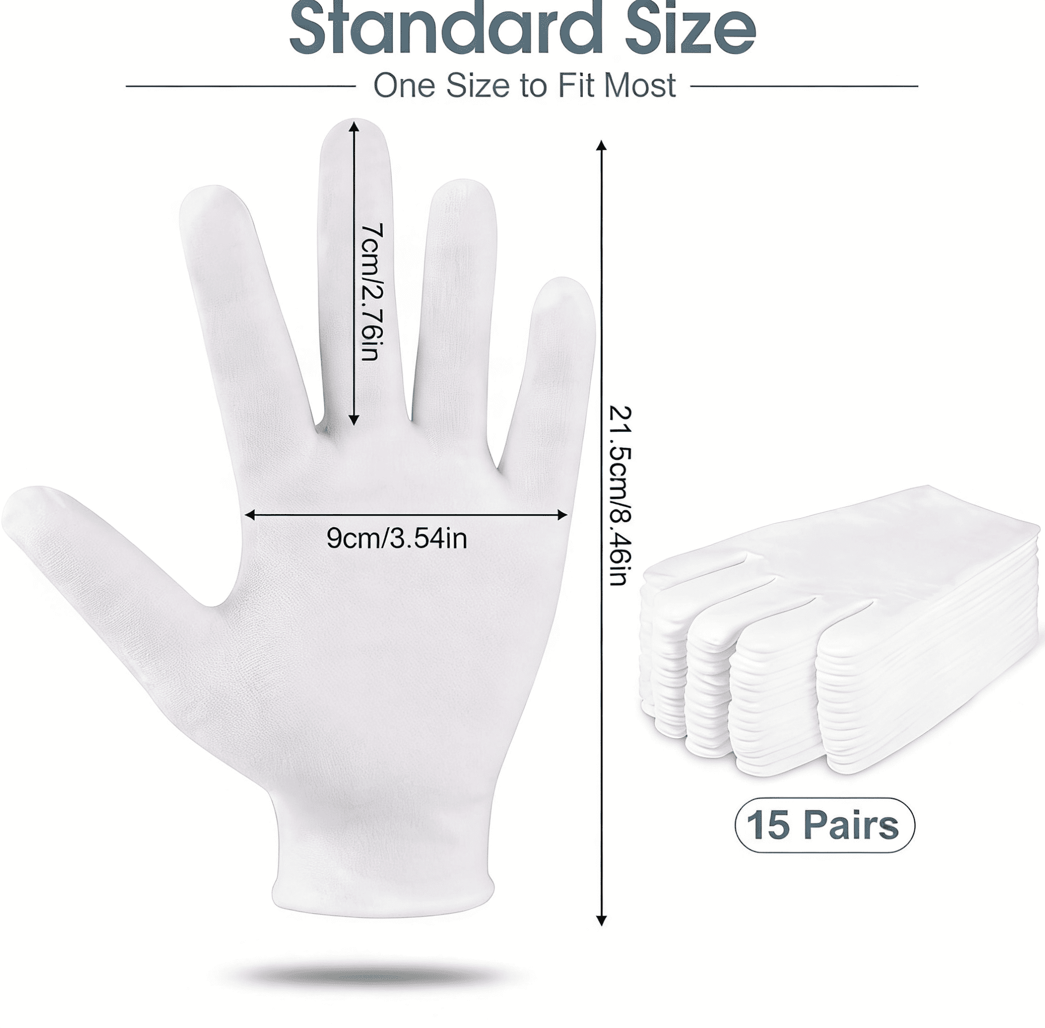 Pedoxline Cotton Gloves for Moisturizing Dry Hands and Eczema Relief (White, 15 Pair Pack) ocmwv