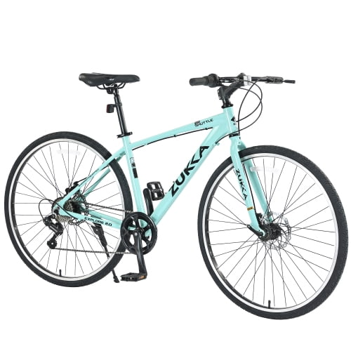 Aezusy 7-Speed Hybrid Road Bike, Lightweight Aluminum Alloy Frame, 700C Wheels (Green, Fits Riders 5'3"-5'8") 8m90f