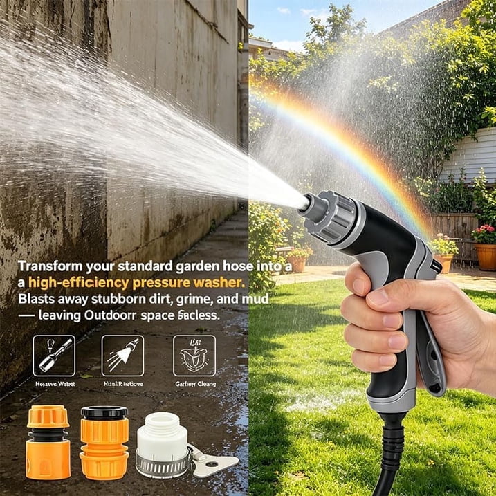 Stgrgfhy Handheld Pressure Washer, High-Pressure Cleaning Wand with 360° Rotating Nozzle and Foam Tank (Black, 1 Pack) 4j5k3