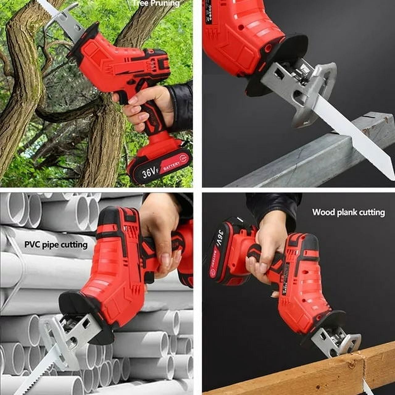 ANTNOMEXIN Cordless Reciprocating Saw Kit, Electric Power Hand Saw with 2 Batteries, Fast Charger, and 8 Saw Blades for Wood, Metal, and PVC Cutting 7fv66