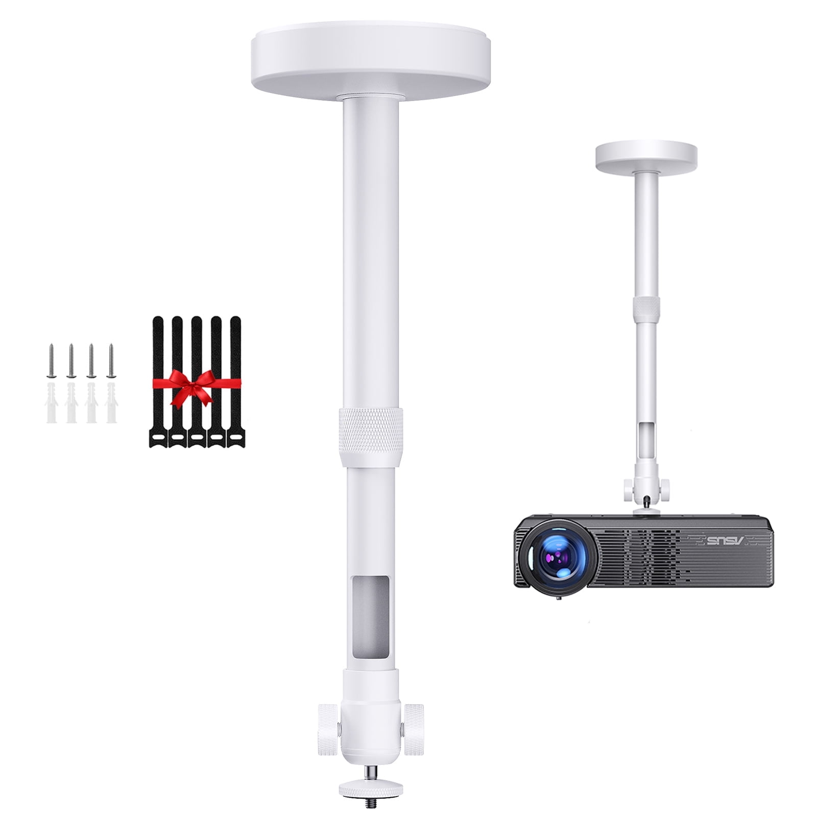 Besititli Universal Projector Mount for Ceiling and Wall (Adjustable Tilt and Swivel, 11.7 in to 17.2 in Extension Pole, White) kwz3g