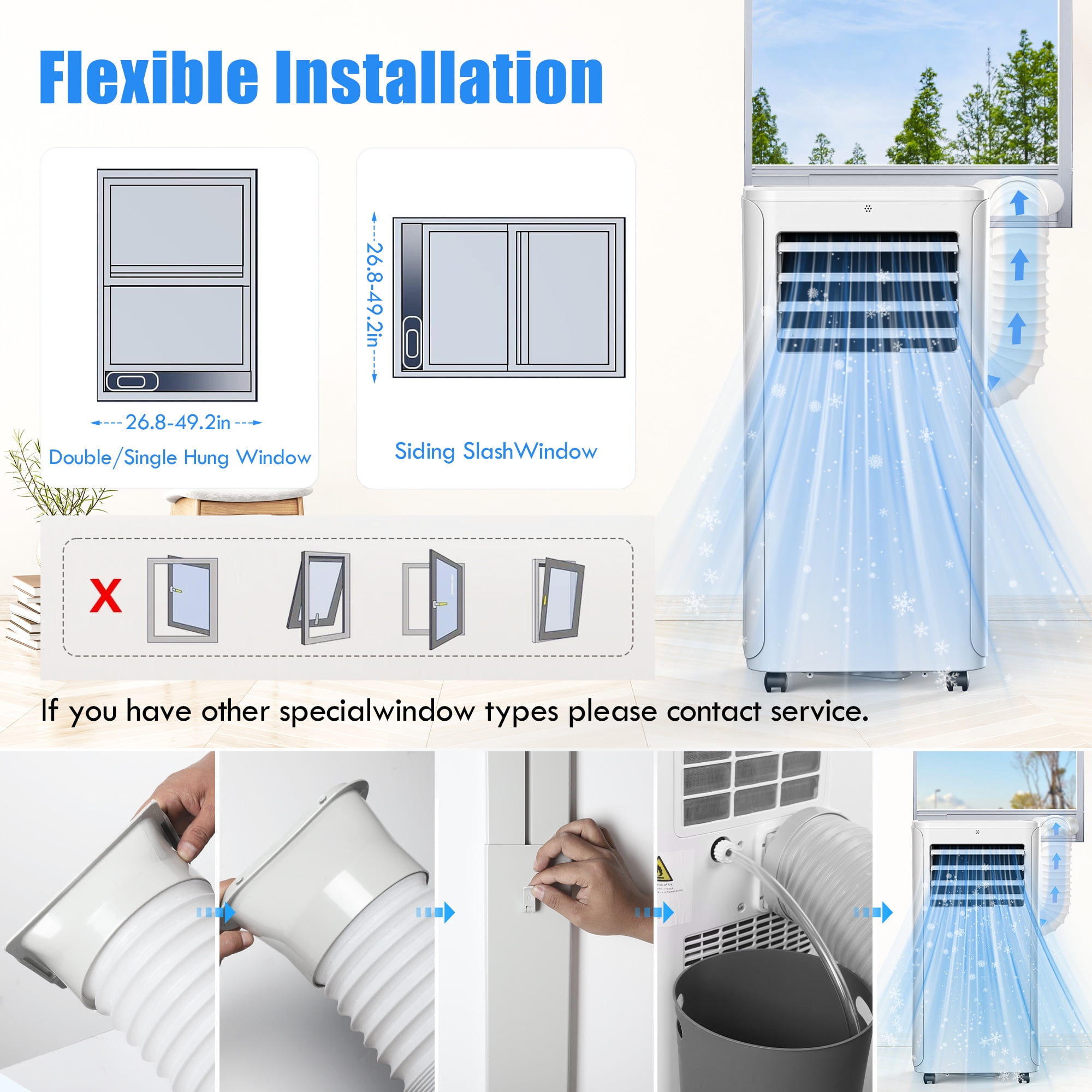 Tolsprint Portable Air Conditioner, 3-in-1 Cooling Dehumidifier and Fan with Remote Control (White, 8500 BTU) s4wlx