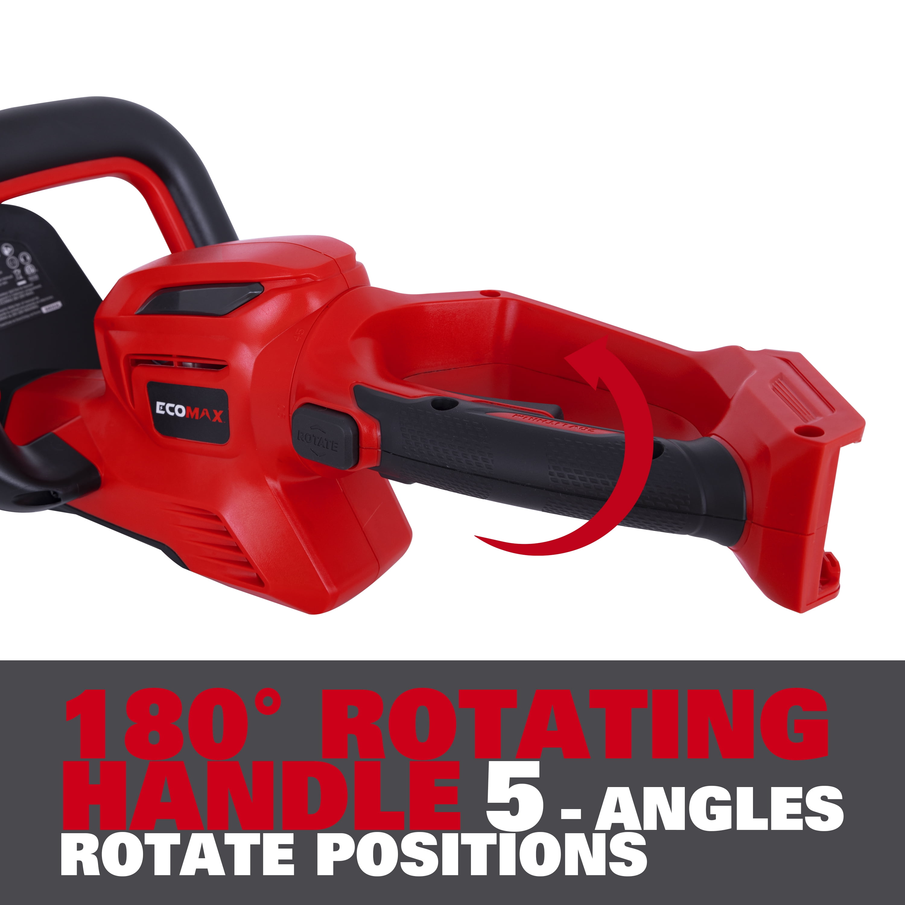 Ecomax 20V Cordless Yard Maintenance Combo Kit with Leaf Blower, String Trimmer, and 24 in Hedge Trimmer (Red, 2-Pack 2.0Ah Batteries) 6k1ei