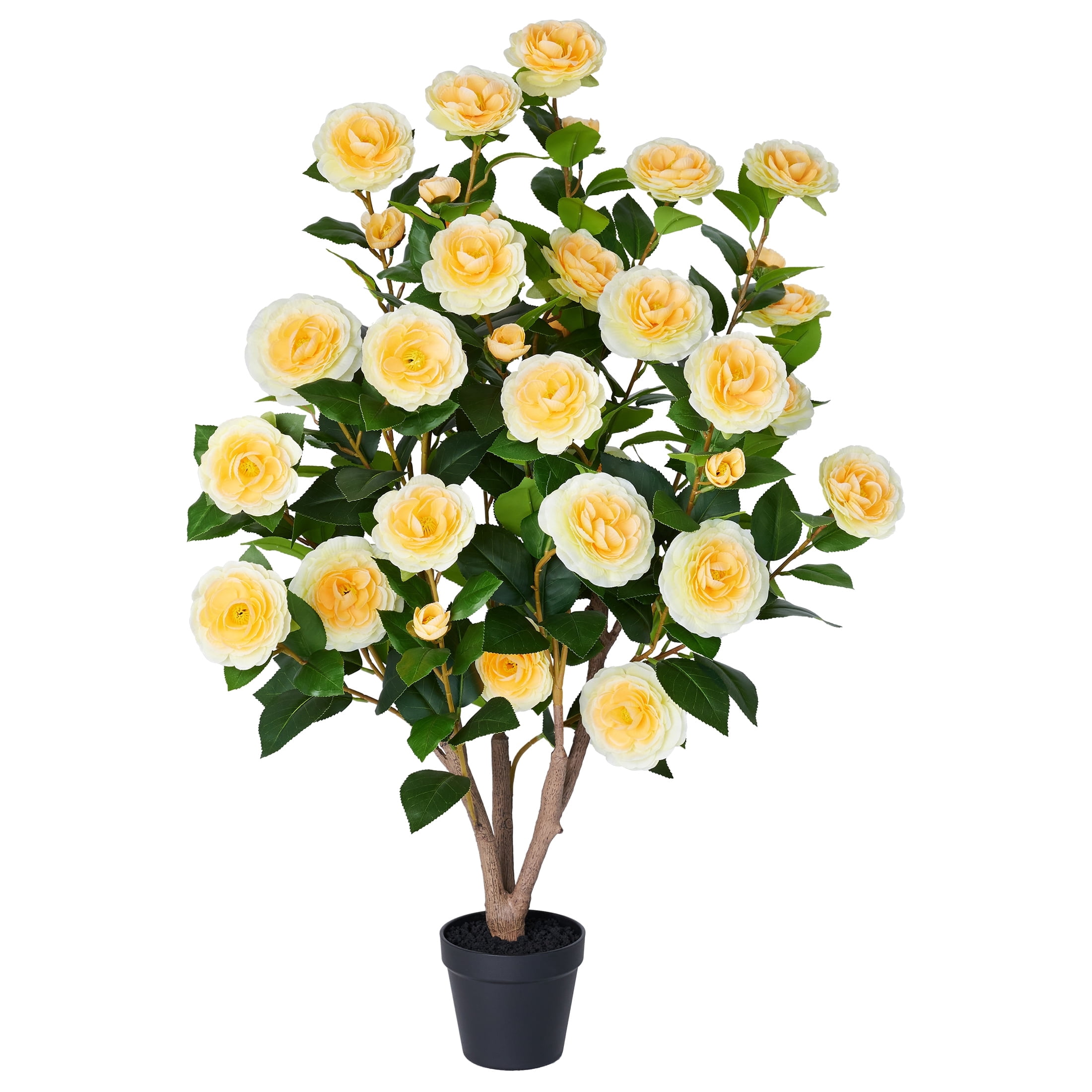 DR.Planzen Artificial Camellia Tree with 27 Yellow Flowers and 252 Leaves (3 ft) toy7j