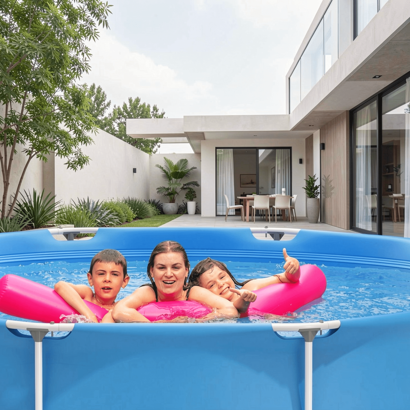 Airfind Round Above Ground Swimming Pool with Iron Frame and Cover (Blue, 12 ft x 30 in) ozlb0