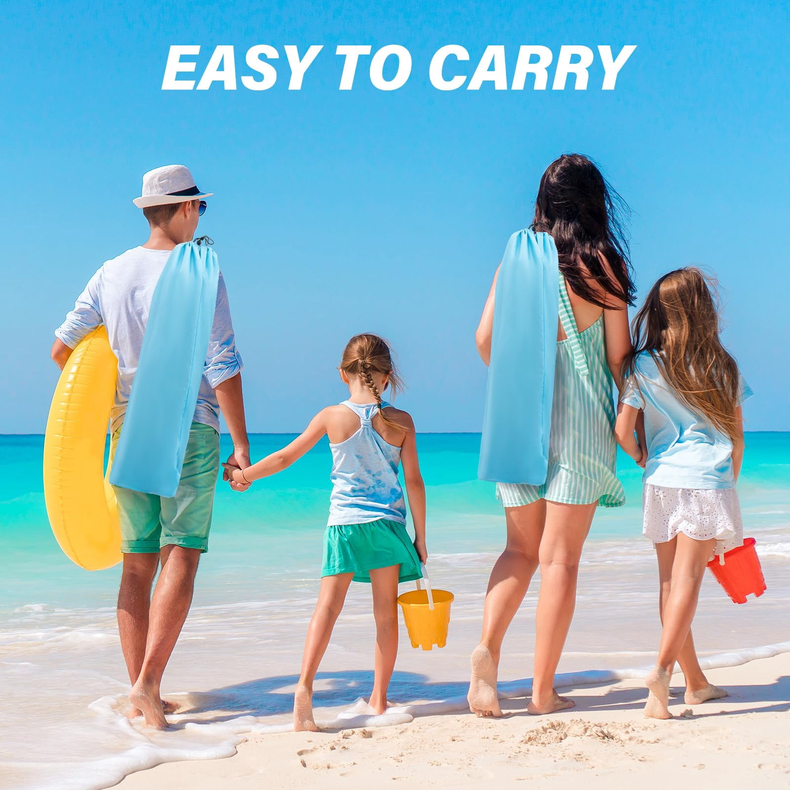 Umineux Folding Beach Chair for Adults, Portable Lightweight Outdoor Seat with Cup Holder (Light Blue, 22 in x 19.7 in x 27.5 in) tuui1