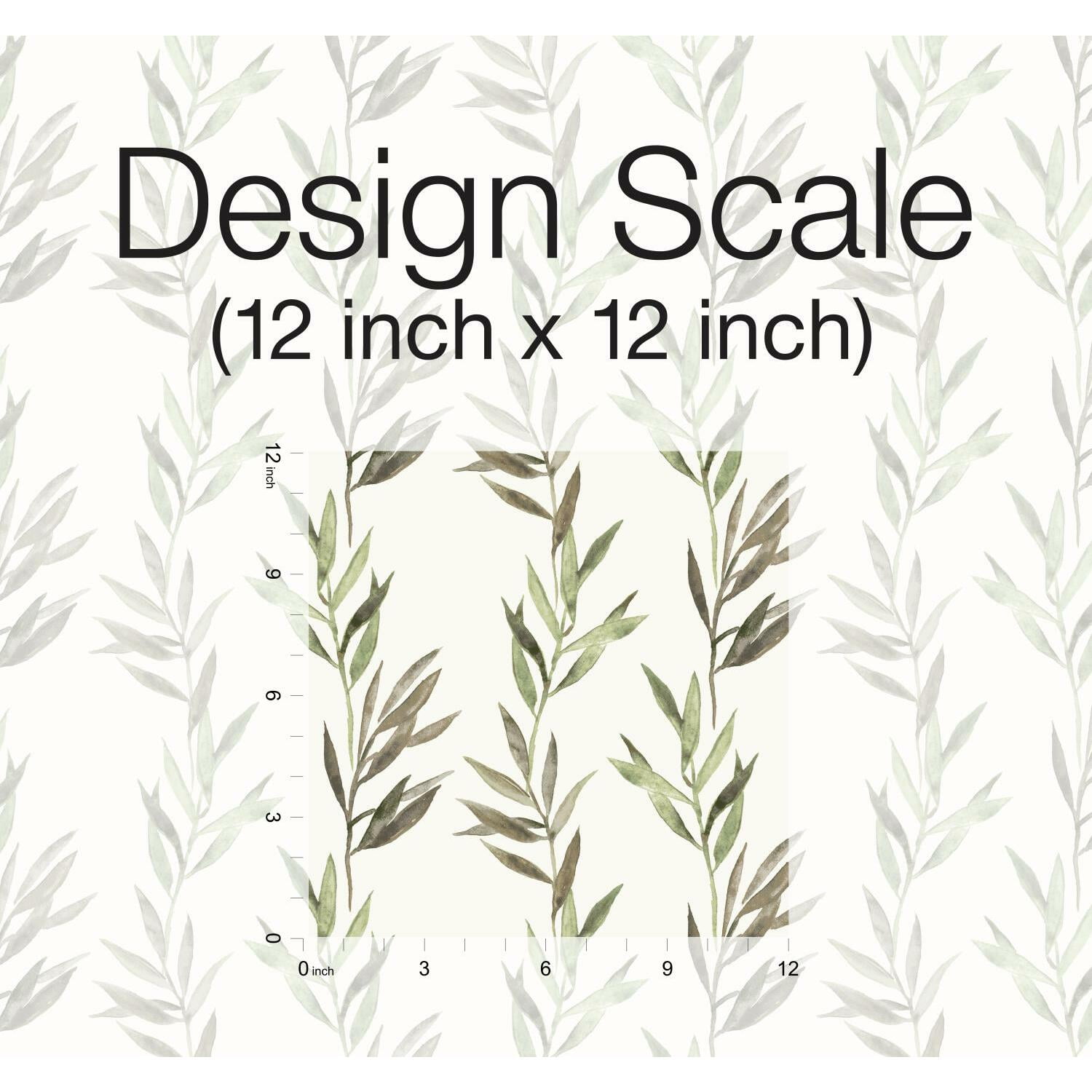 Better Homes & Gardens Scalata Branches Peel & Stick Wallpaper (Green, 18 in x 18.86 ft) qk4e2