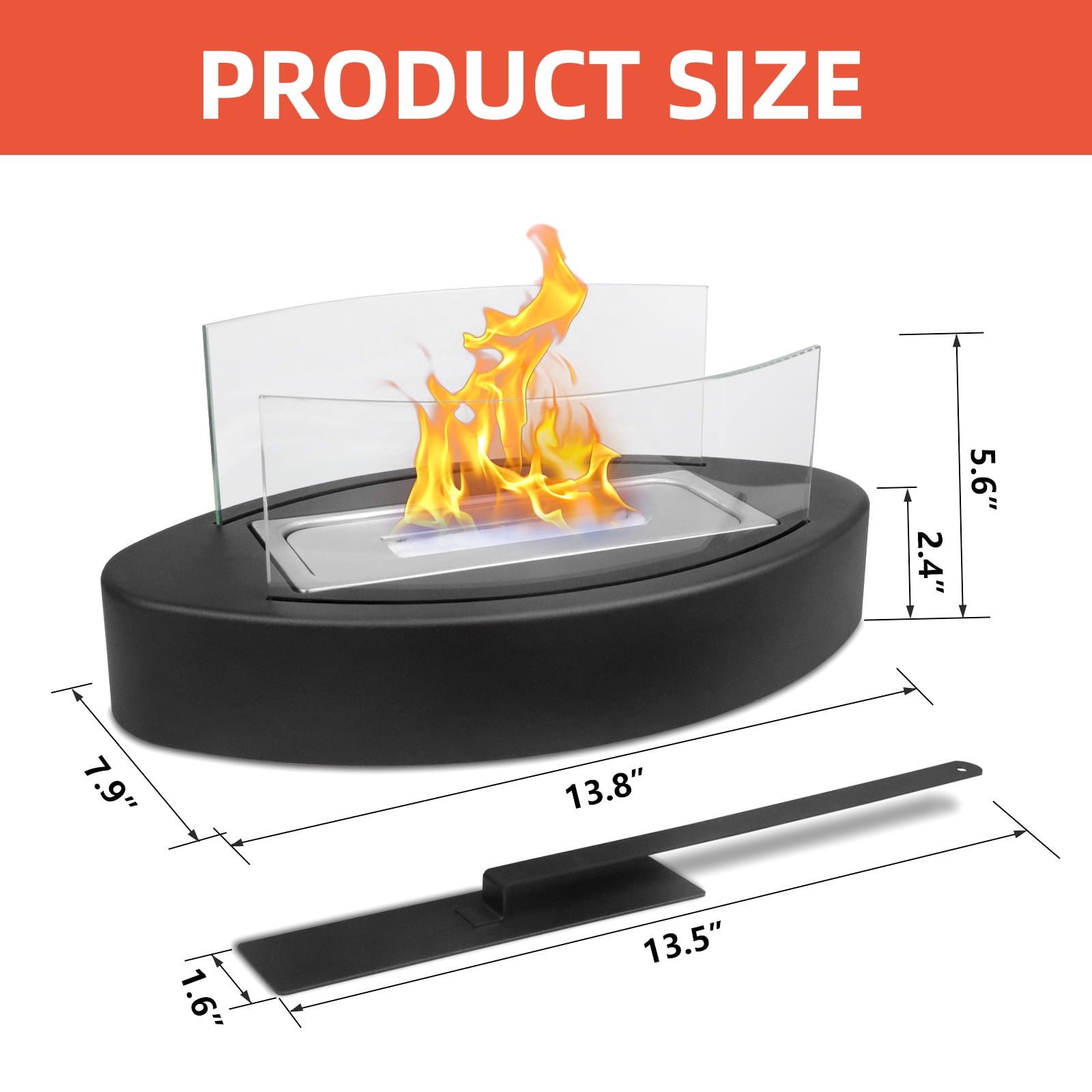 EAST FLAME Tabletop Fire Pit, Portable Indoor and Outdoor Fireplace with Rotating Flame Design (Black) b0cdn