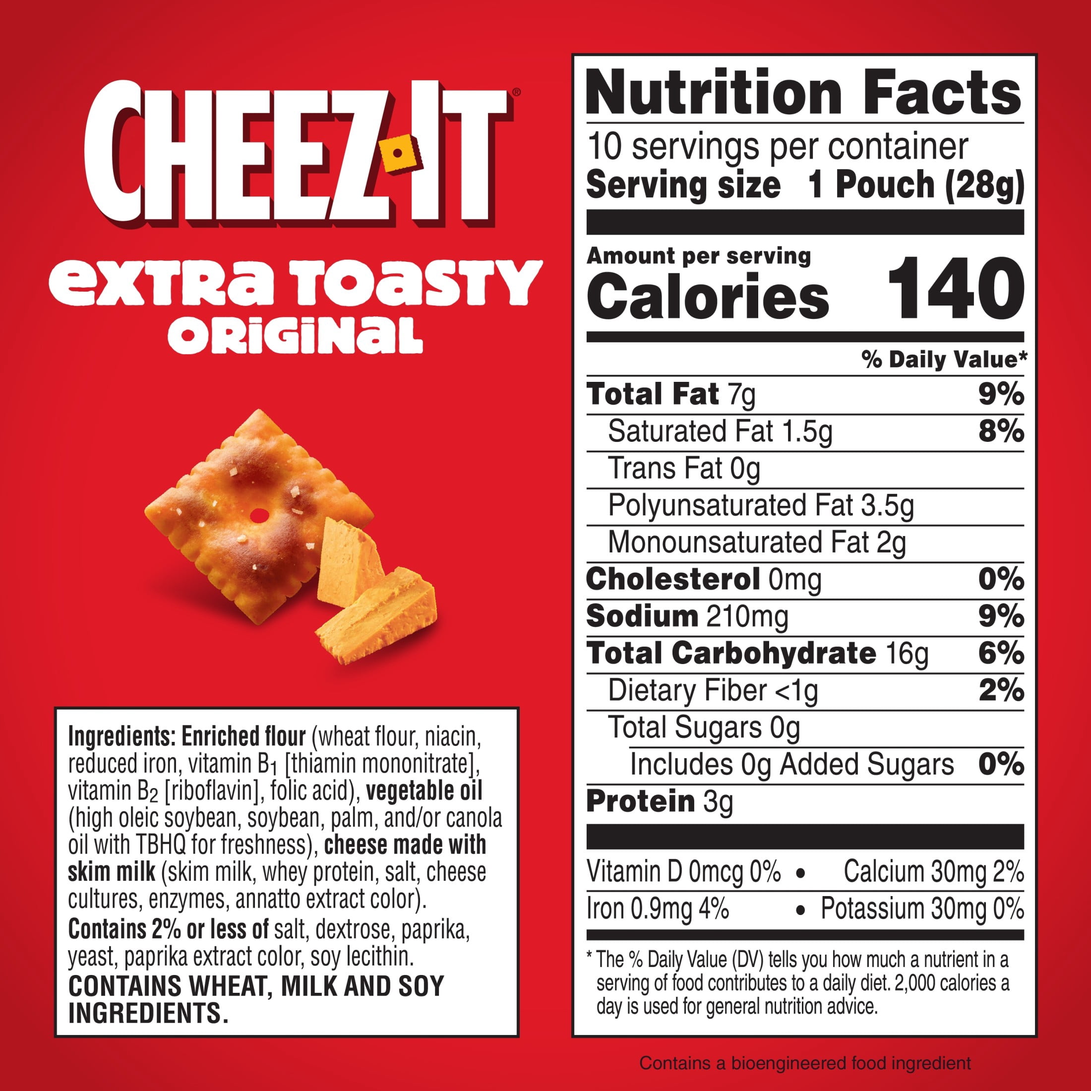 Cheez-It Extra Toasty Baked Snack Crackers, Real Cheese Flavor, Crispy On-the-Go Snacks (10 oz, 10 Count) i1719