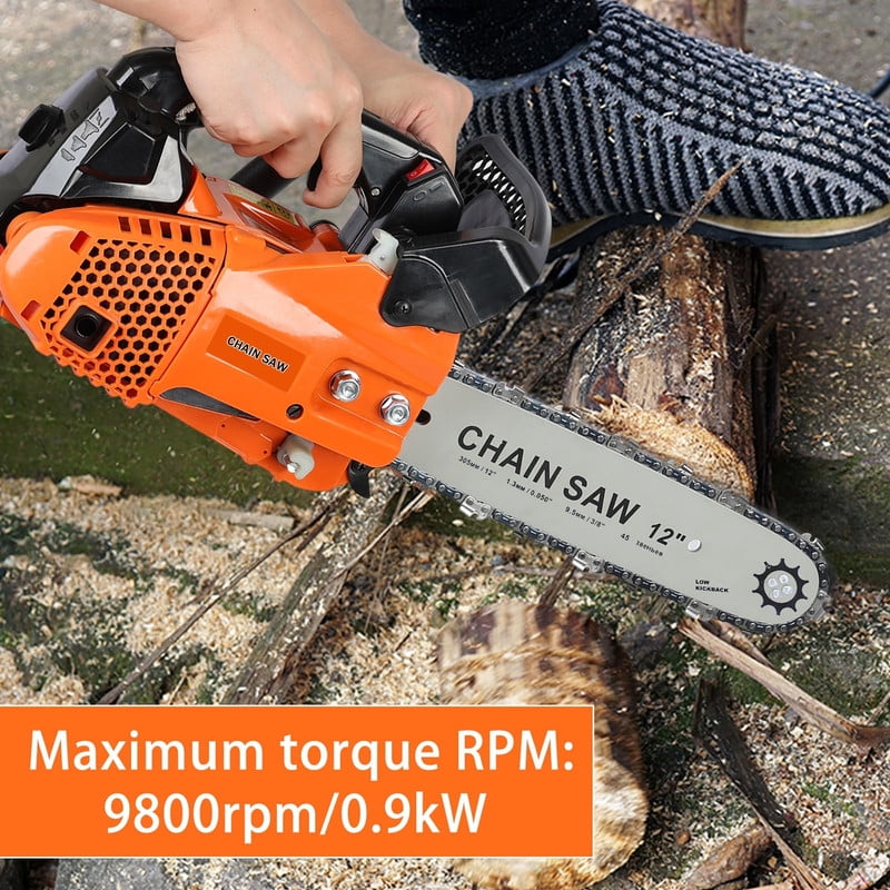 YNCE 25.4CC Gas Chainsaw, 12 Inch Power Chain Saw, 2-Cycle Gasoline Powered Garden Tool for Tree Cutting and Woodworking (12 in) eh4go