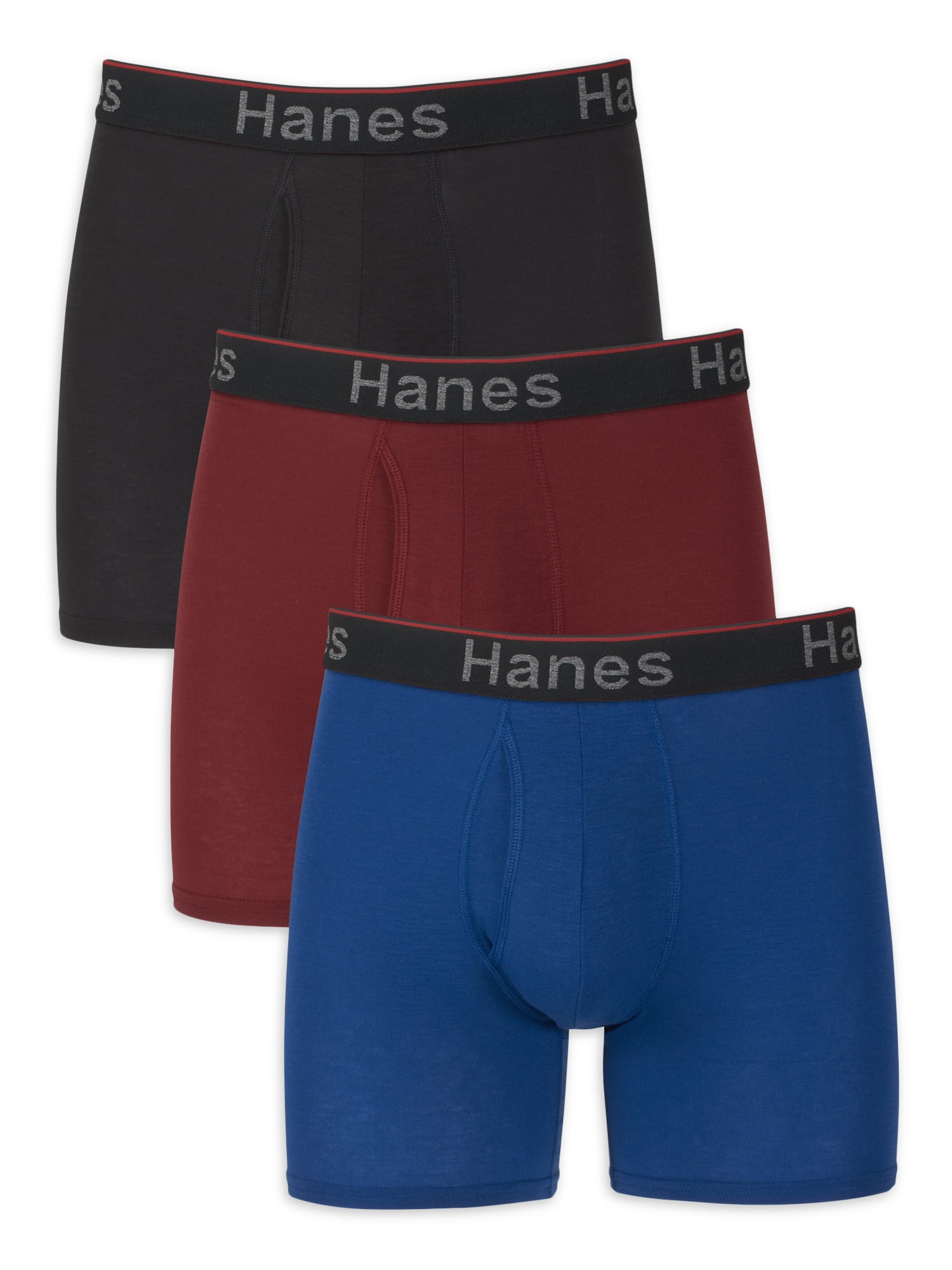 Hanes Men's Anti-Chafing Boxer Briefs with Total Support Pouch (Black, 1 Pack) wz67x