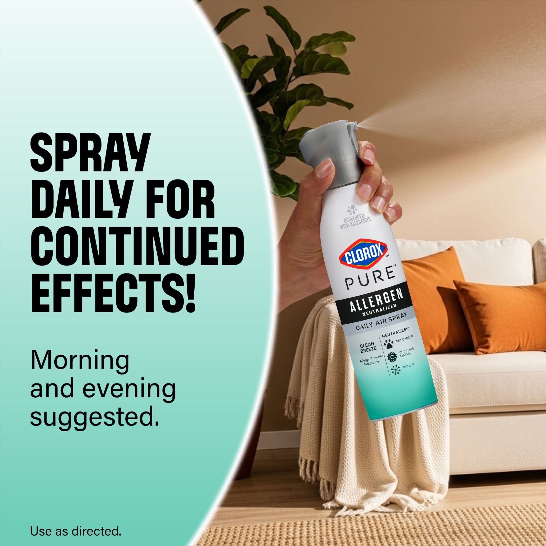 Clorox PURE Allergen Neutralizer Daily Air Spray, Clean Breeze (8 oz) 64jz6