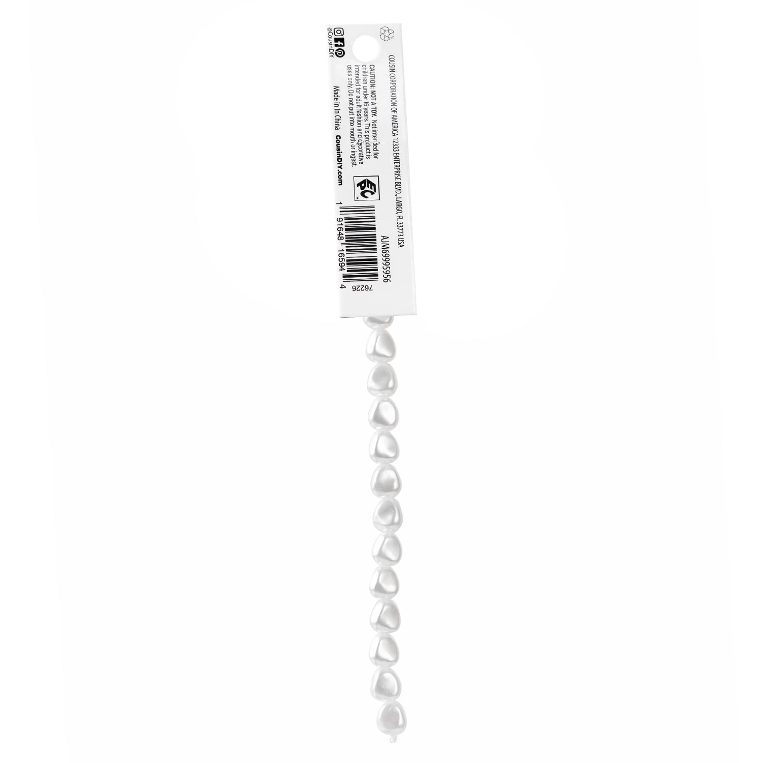 Cousin DIY Faux Keshi Pearl Bead Strand for Jewelry Making (White, 7.5 in, 17 Pieces) rpwd7
