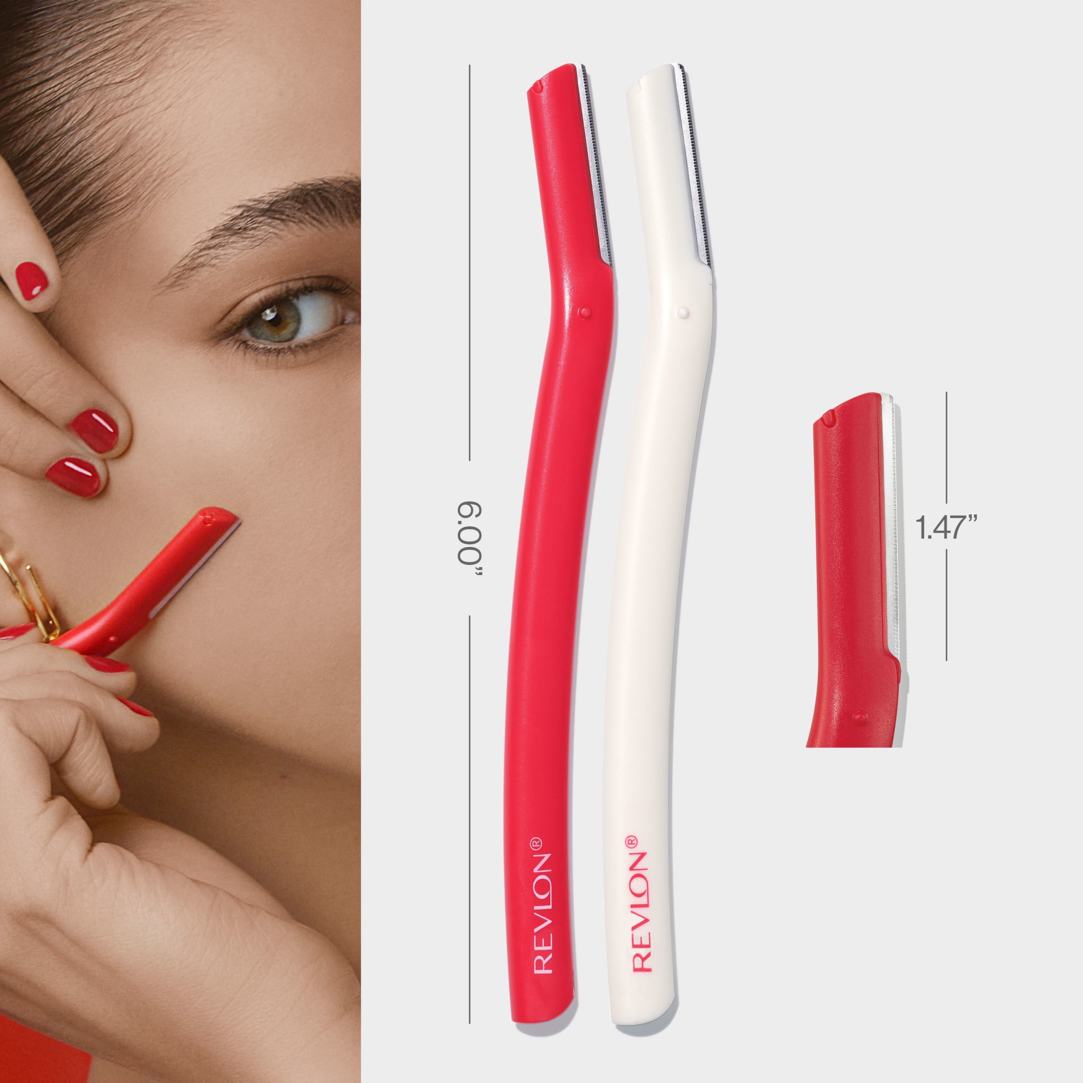 Revlon Face Defuzzer and Dermaplaning Tool for Precision Hair Removal (Red, 2 Count) 9nny6