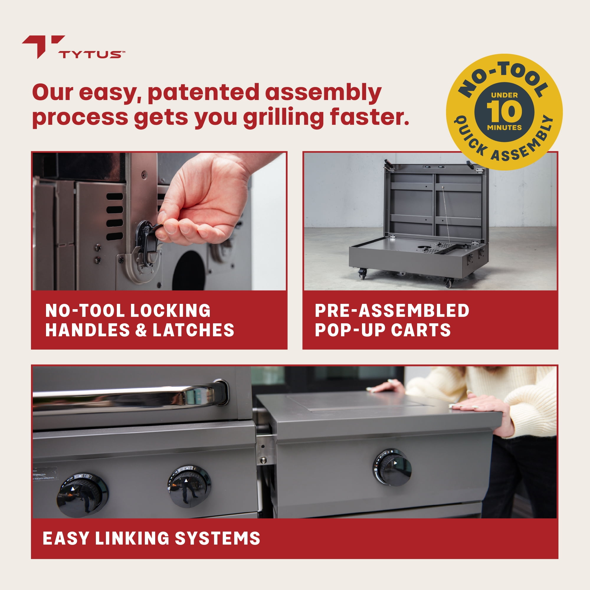 TYTUS Fresno 4-Burner Gas Grill Island Set with Cover, Griddle, Light, and Pizza Stone (Stainless Steel) q0xse