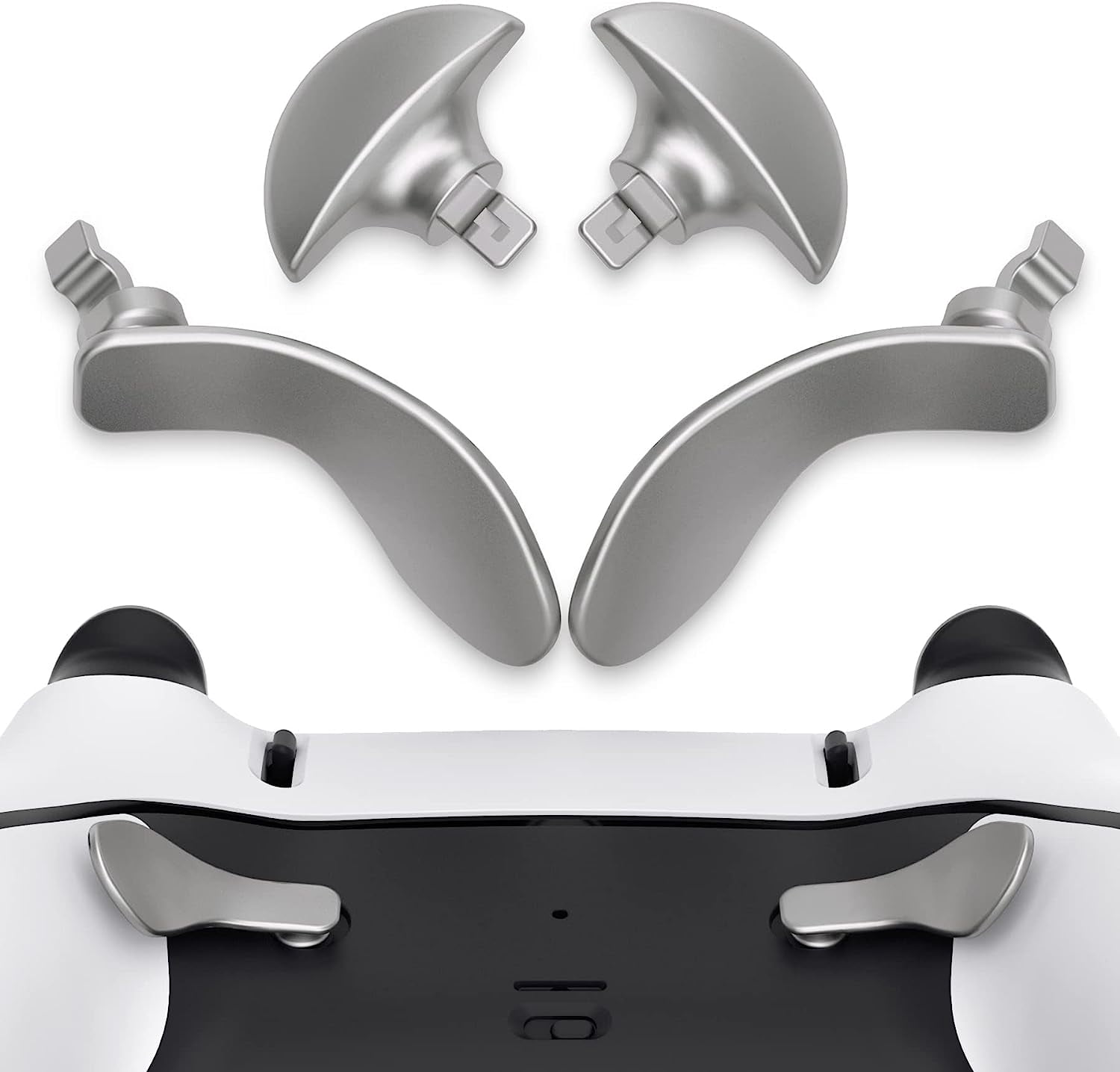eXtremeRate Back Paddles for PS5 Edge Controller, Metal Replacement Buttons (Metallic Silver, 4 Count) it51b