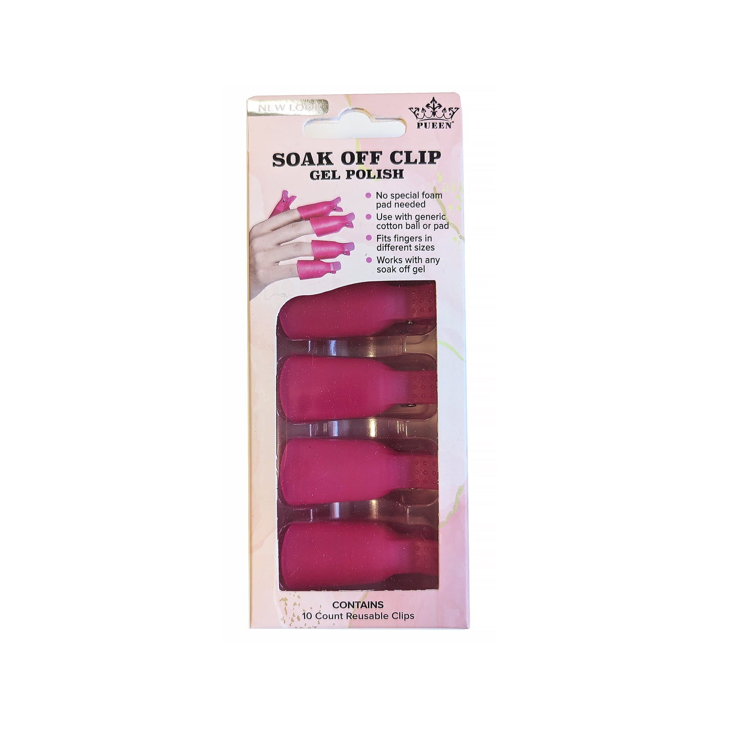Pueen Reusable Nail Soaker Cap Clips for Gel Polish Removal (Pink, 20 Count) j2ktu