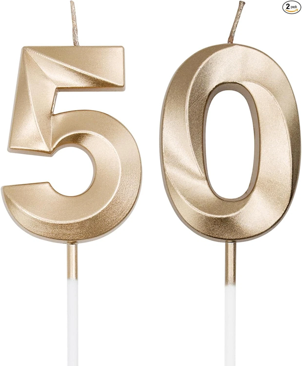 VAULT 50th Birthday Number Candle Cake Topper for Party Celebration (Gold, 3 in) in9c9