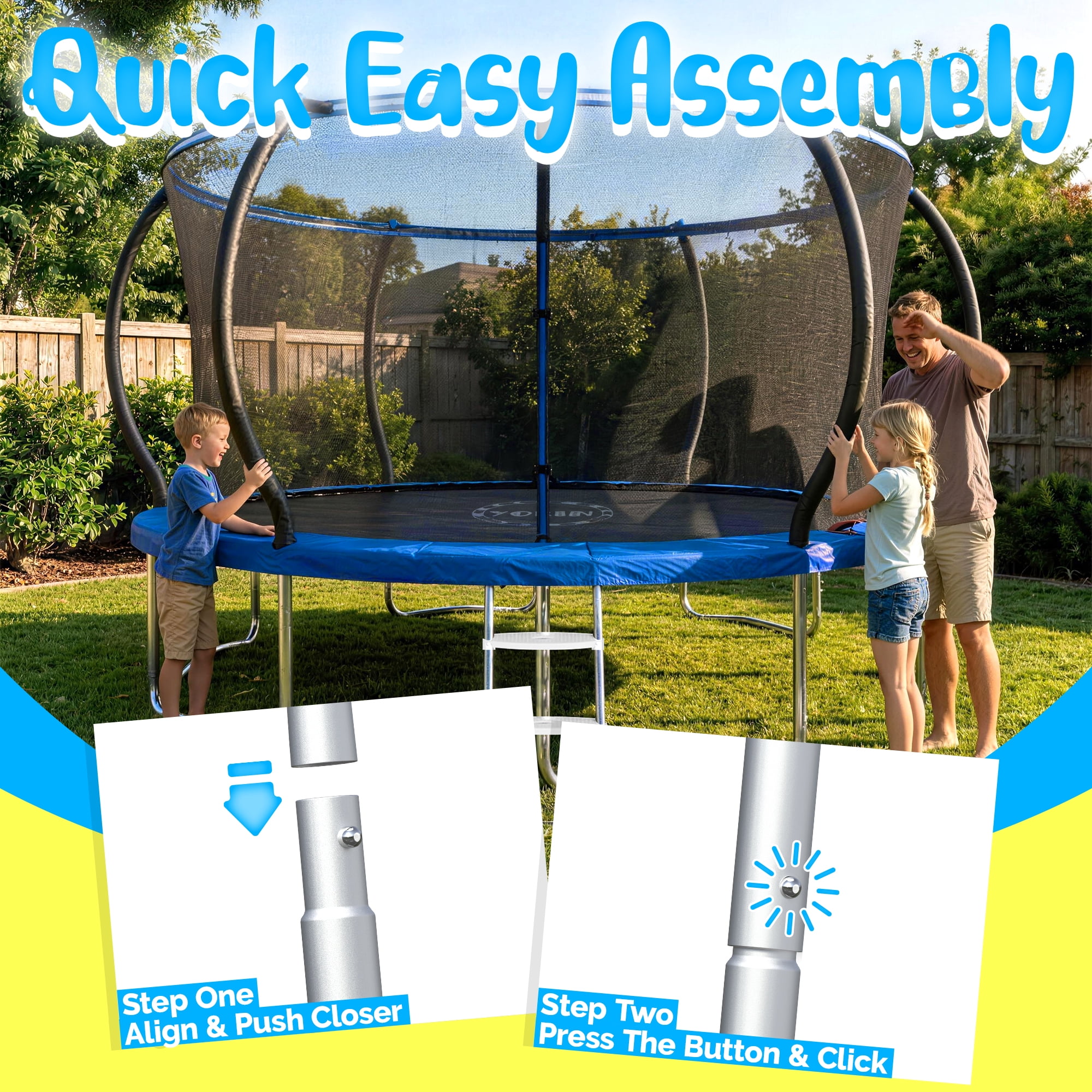 YORIN 14ft Outdoor Recreational Trampoline with Enclosure Net and Ladder (Heavy-Duty, 1400 lb Capacity) ivh4e - Image 7