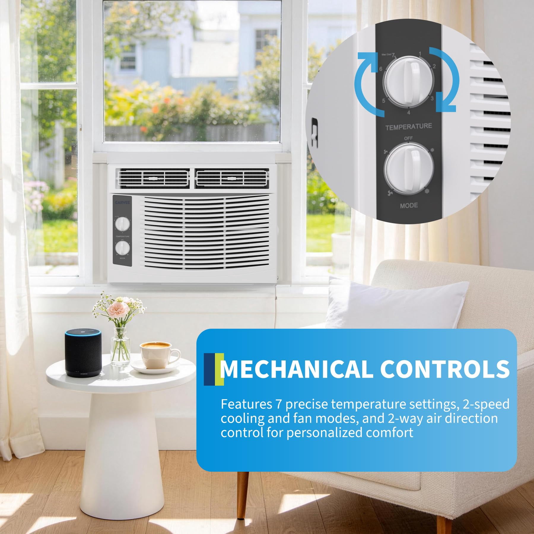 Aprafie 5000 BTU Window Air Conditioner, Compact Cooling Unit for Small Rooms (White, 150 sq. ft.) 5sf39