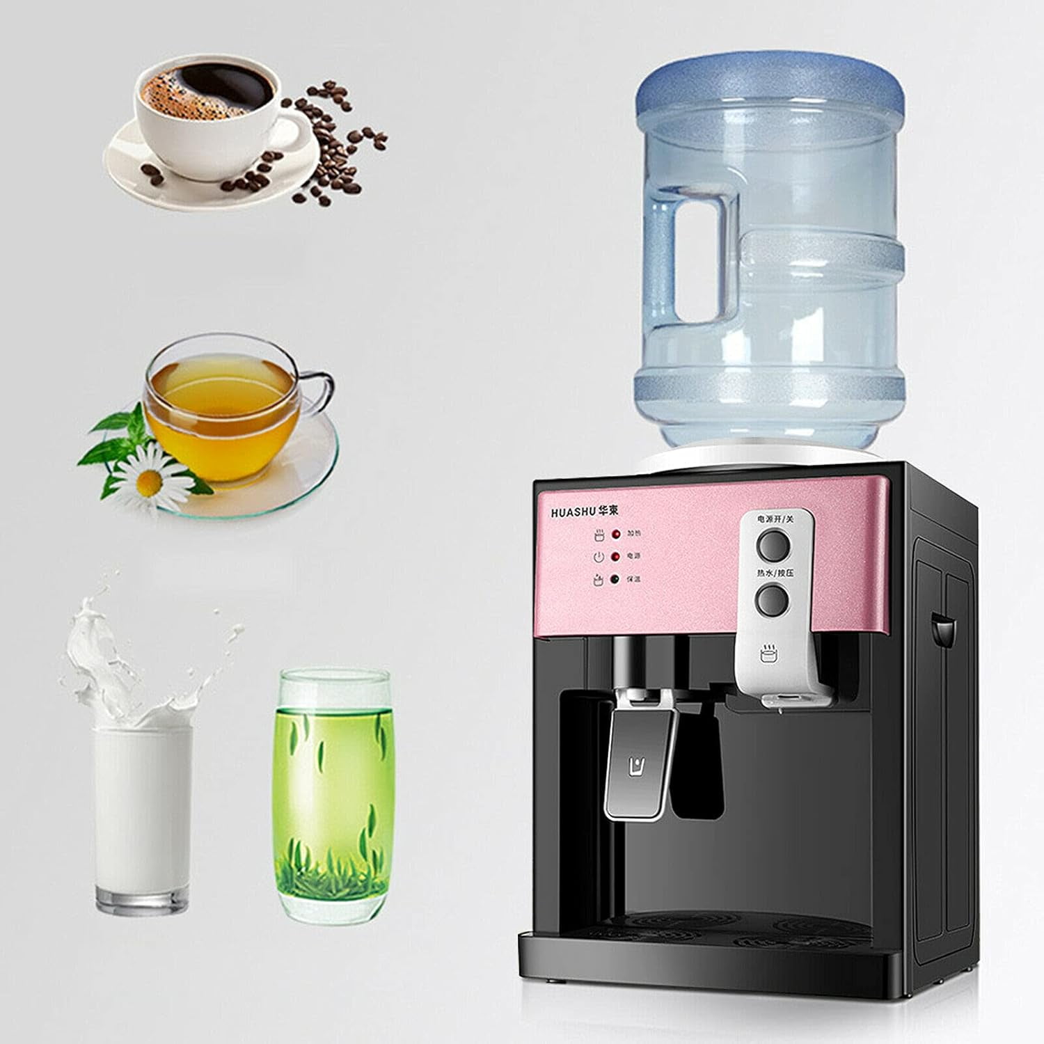 Generic Water Dispenser Top Loading Countertop Water Cooler with Hot and Cold Temperature Settings (Pink, 5 gal) 5cf33
