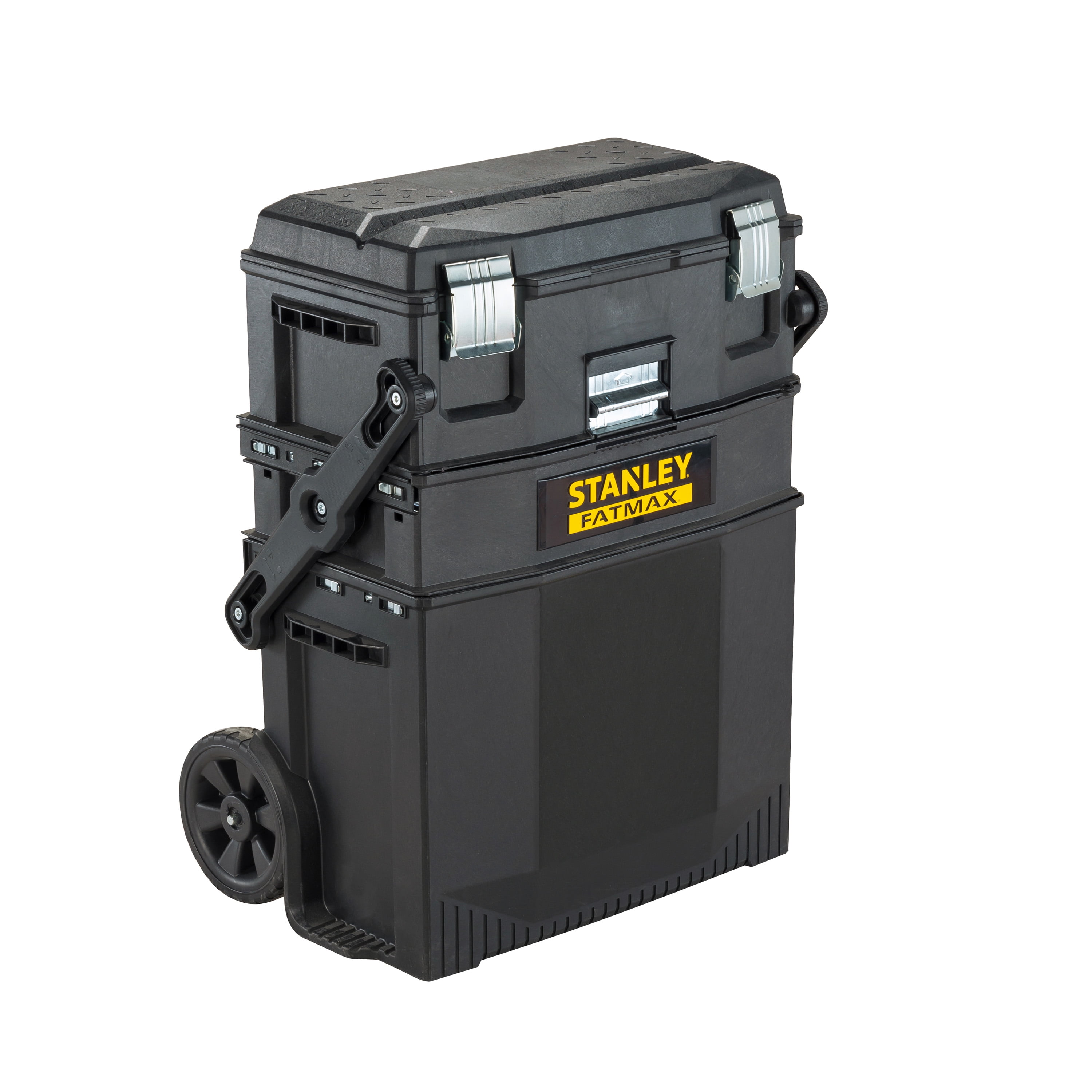 STANLEY FatMax 4-in-1 Mobile Work Station, Heavy-Duty Rolling Tool Box with Telescopic Handle (24.8 in. H x 16.2 in. W x 21.6 in. L) gegq5