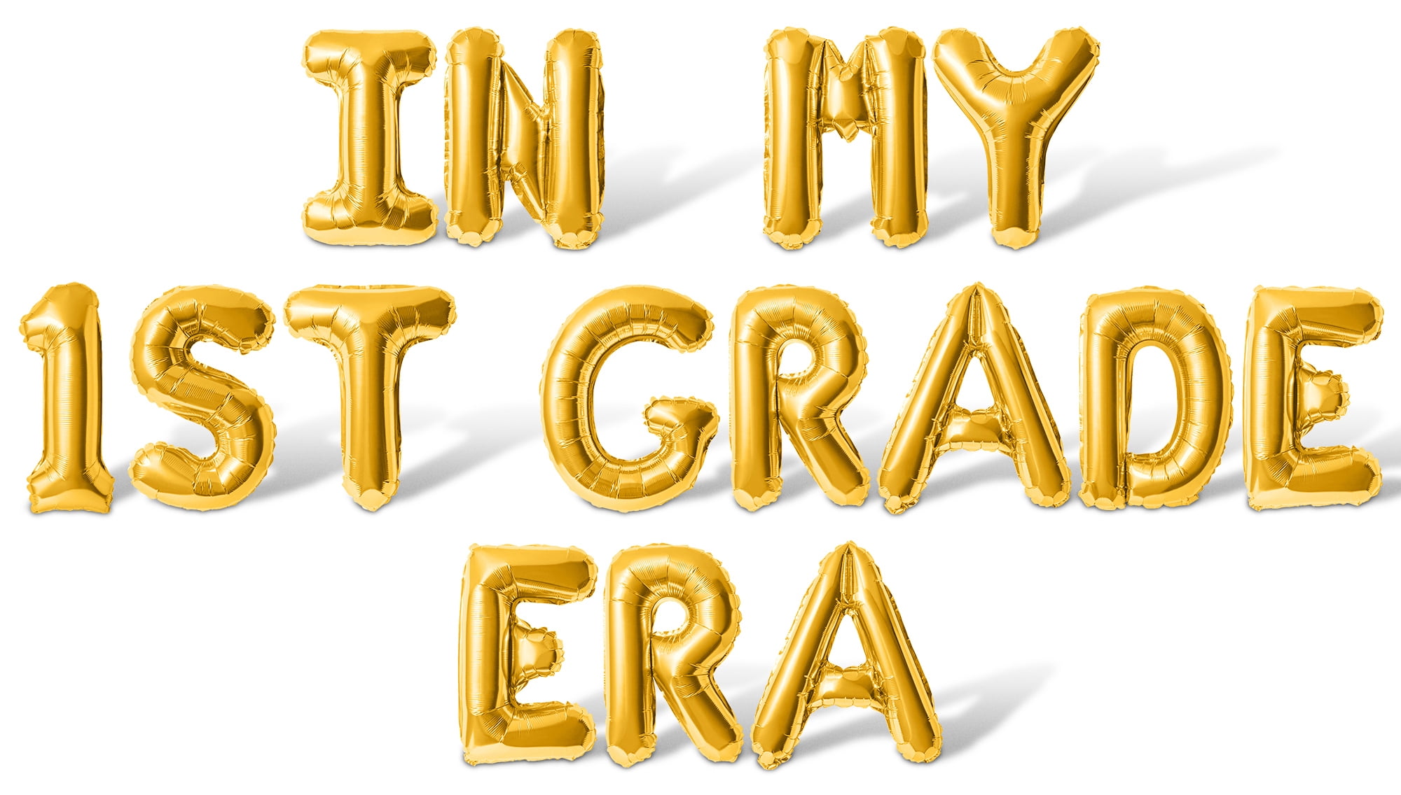Floating Away Balloon Company IN MY 1ST GRADE ERA Foil Mylar Letter Balloon Banner (Gold, 16 in) t67xi