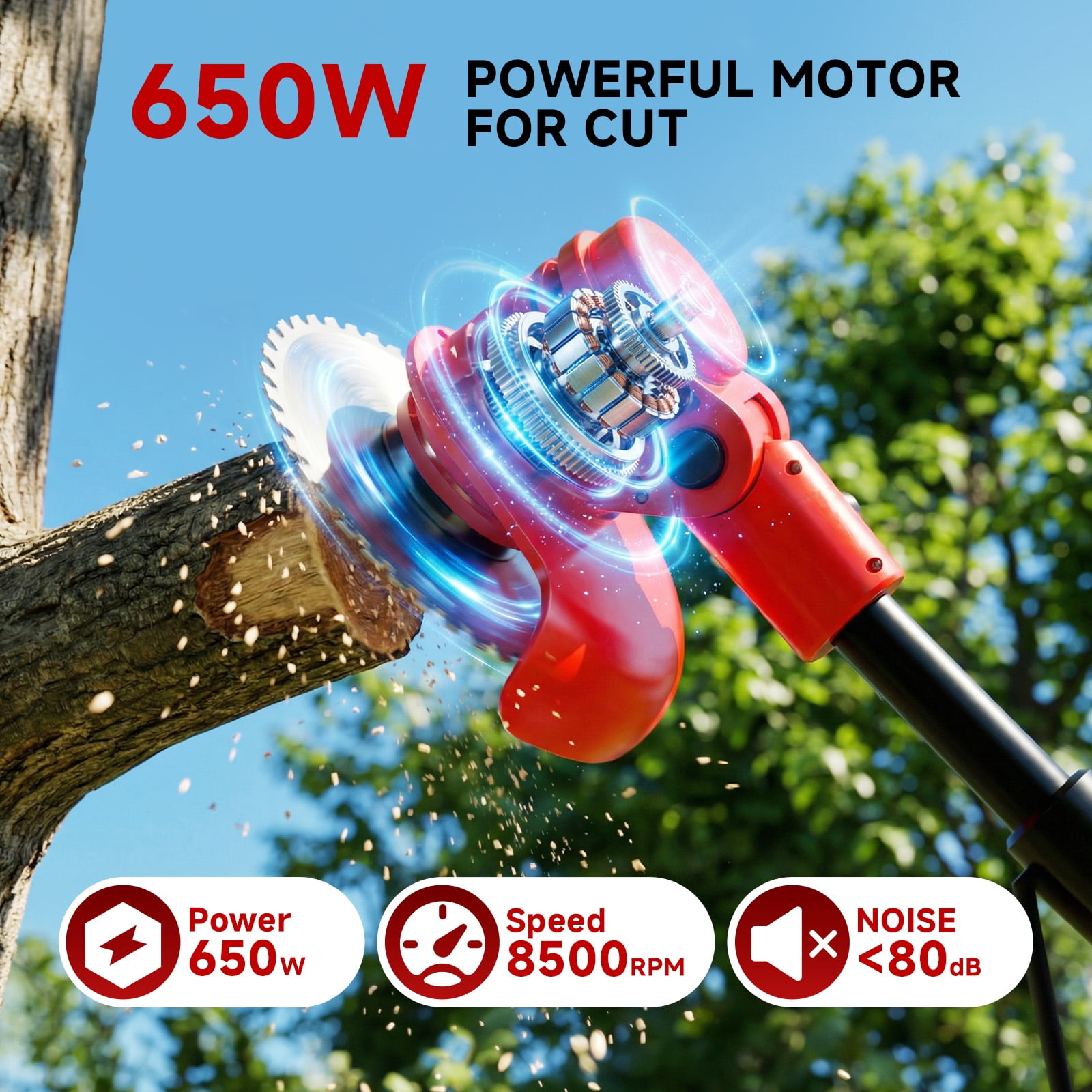 Tanbaby Cordless Weed Wacker and String Trimmer with 3-Blade System (Red, 6 in) f7m2x