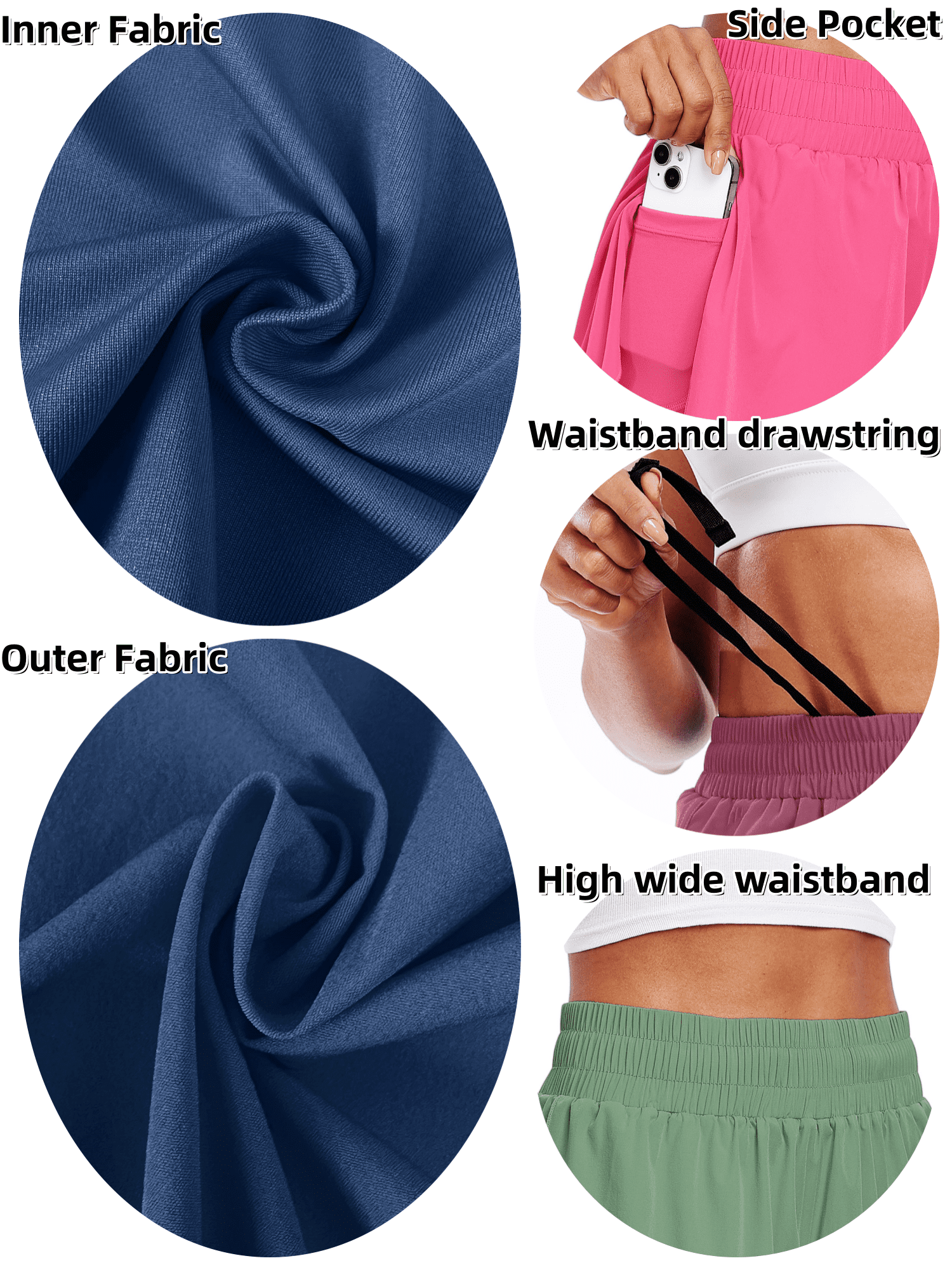 NELEUS Women's 2-in-1 Workout Yoga Shorts with Pocket (Rose Red, L) me5ja