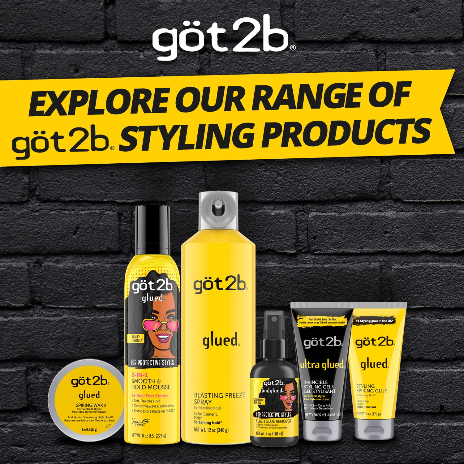 got2b Glued Styling Spiking Hair Gel, Water-Resistant, Screaming Hold for Bold Hairstyles (6 Pack, 6 oz) m7xb7