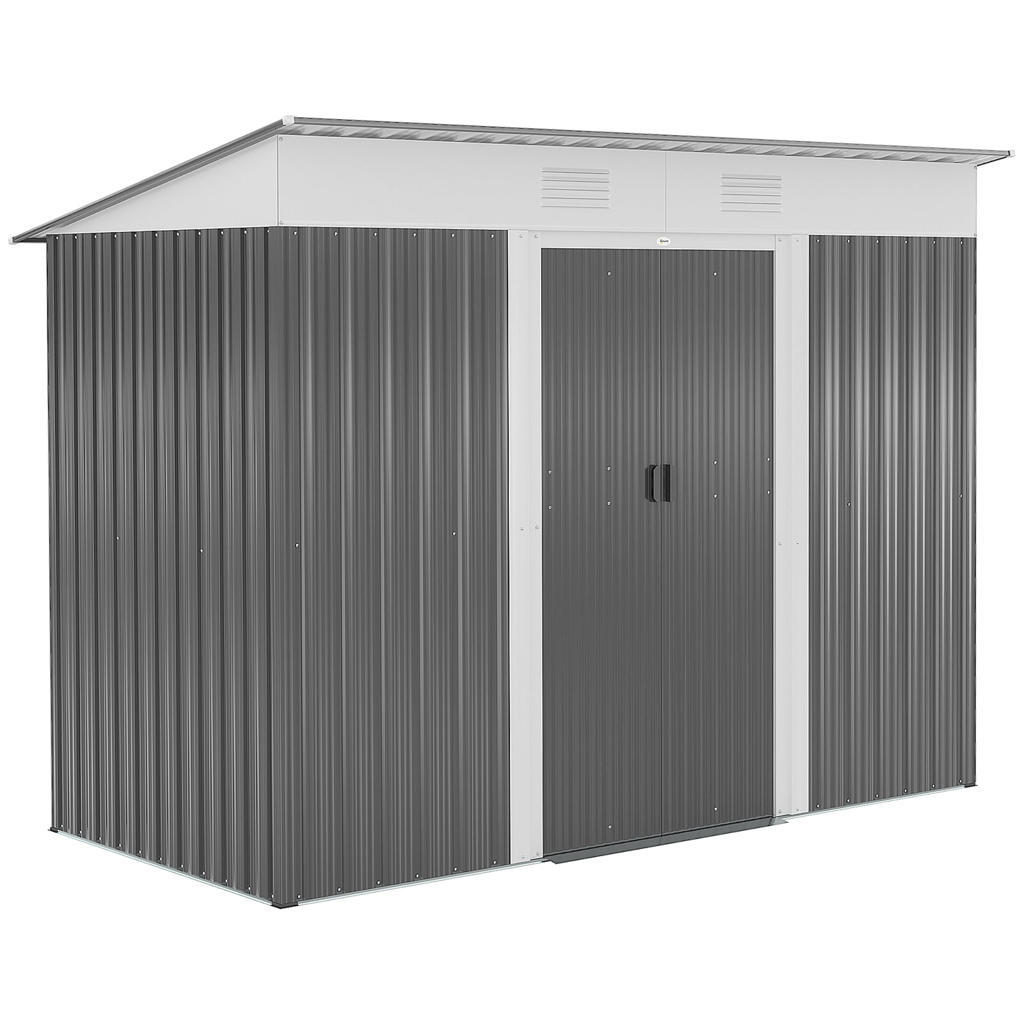 Outsunny Metal Outdoor Garden Storage Shed with Vents and Locking Doors (Gray, 93.75 in x 43.25 in x 70.75 in) rdm4h