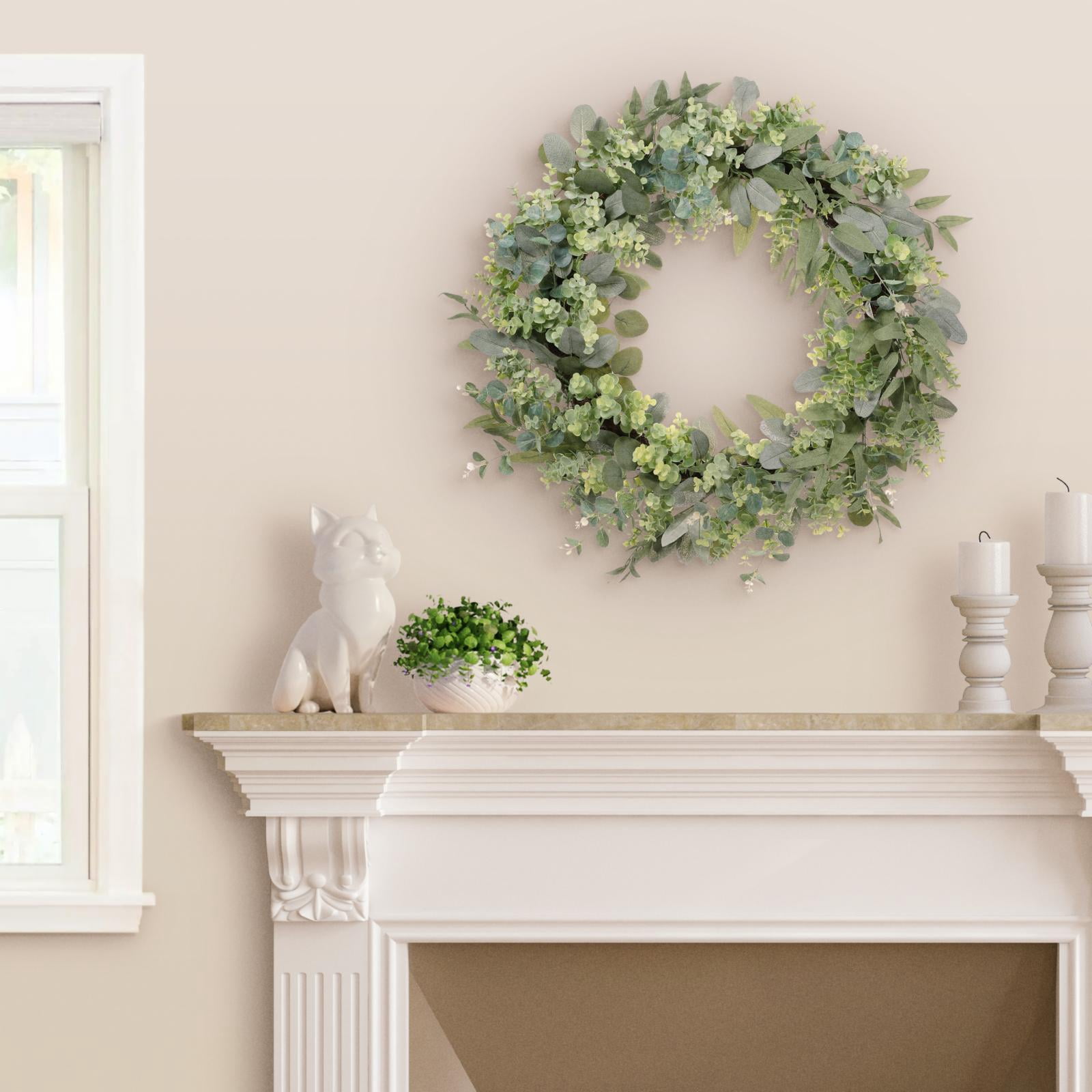 Puleo International Artificial Eucalyptus Spring Wreath with Creeping Jenny Leaves (Green, 30 in) 7bo0p
