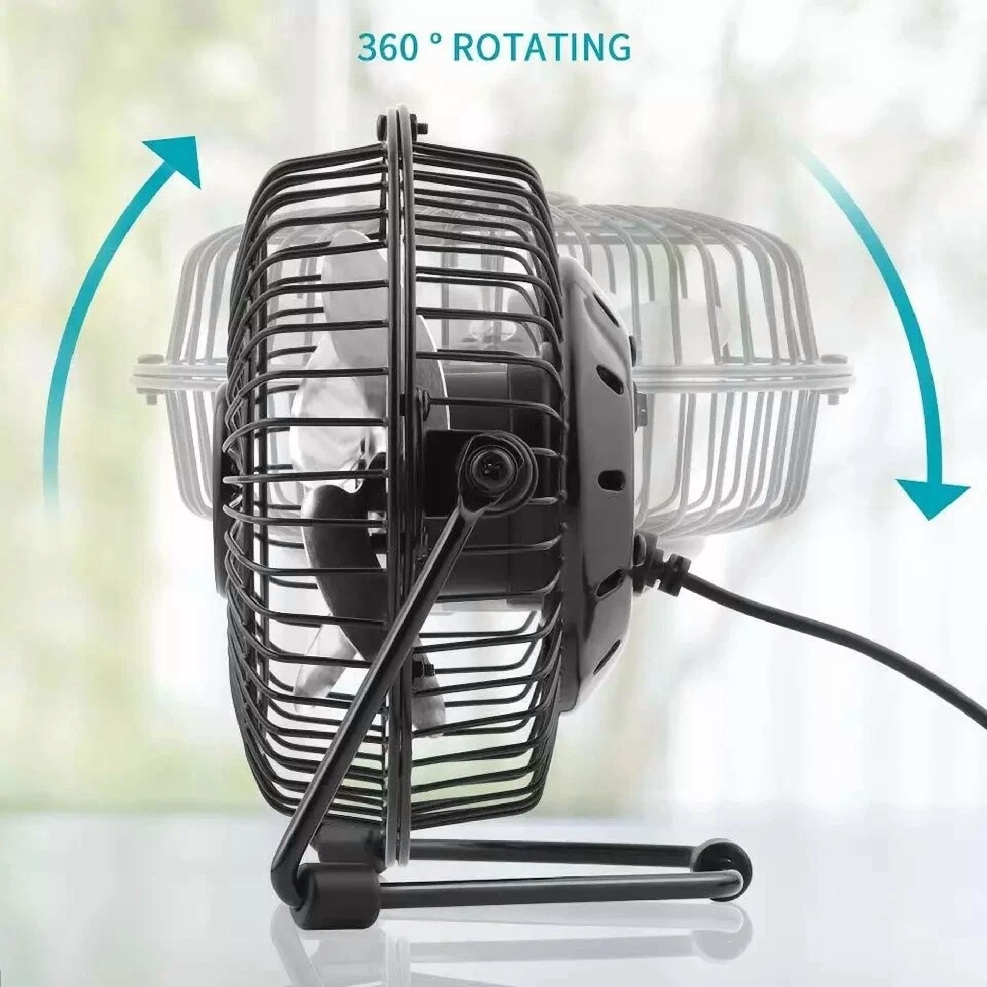 Rhea USB Desk Clip On Fan Portable Air Circulator for Office and Camping (Black, 4 in) 4kdqr