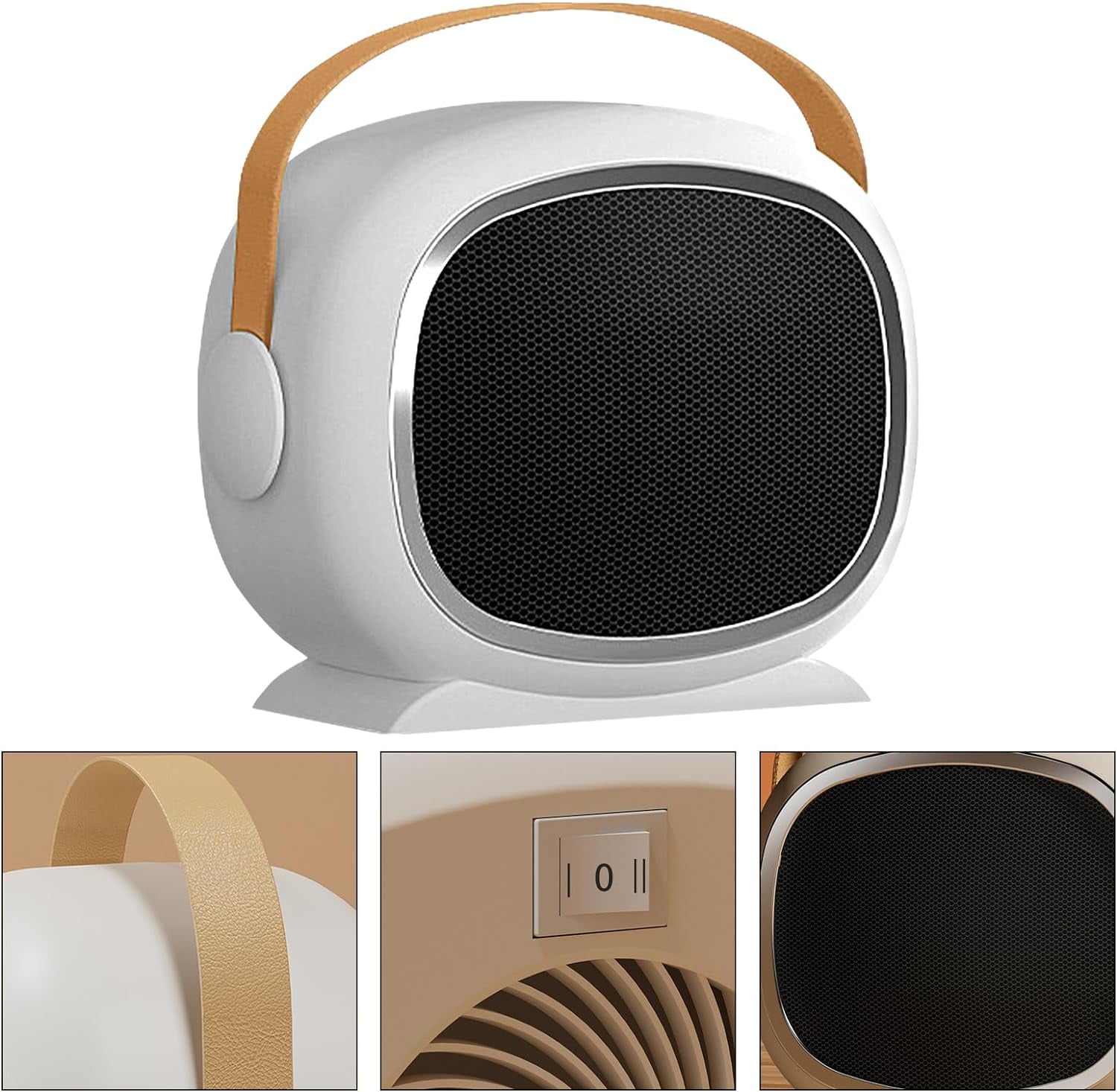 Yooshoverk Ceramic Space Heater 1200W Portable Electric Desktop Heater (White) cg0eh