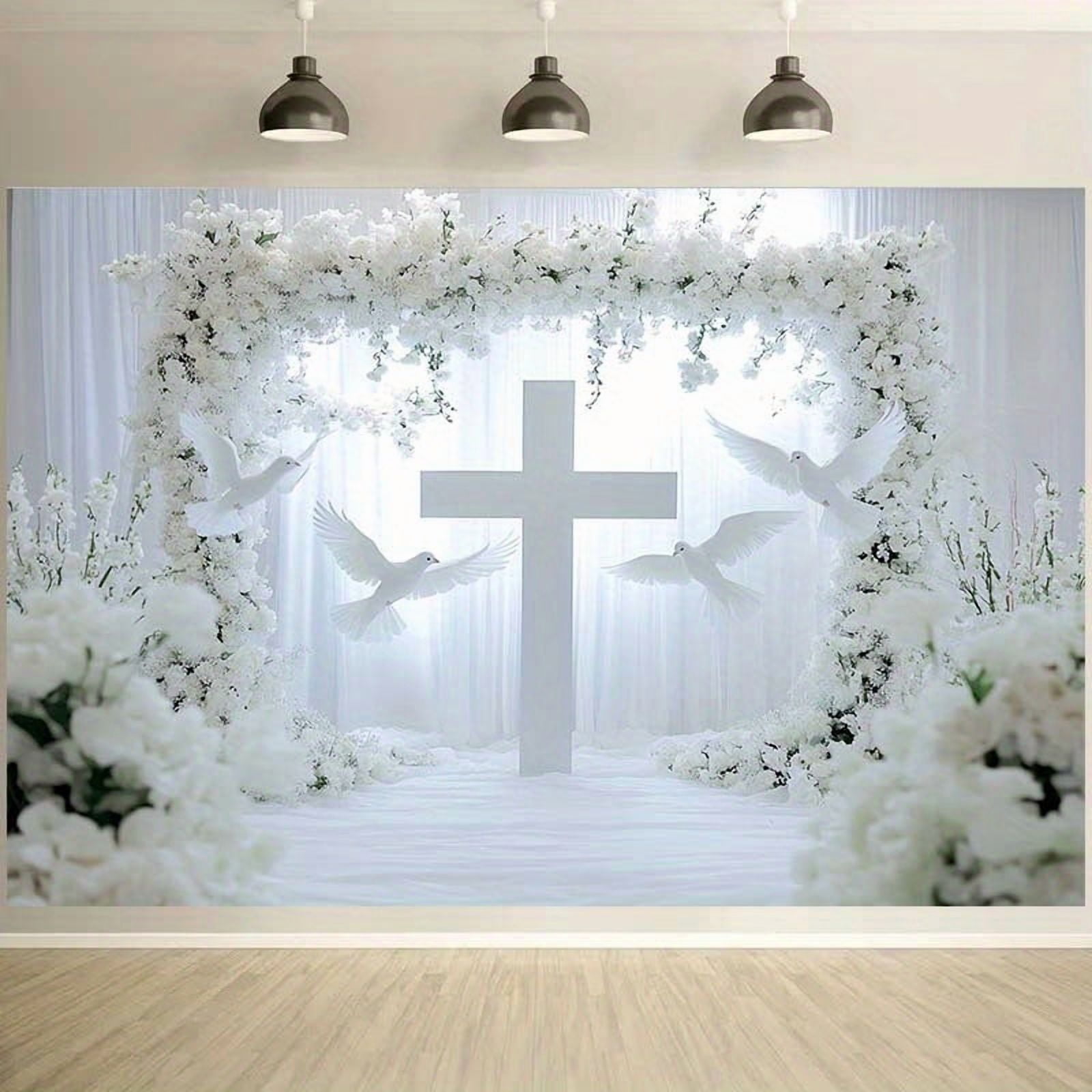 SUNESTOWEL Floral Arch Wedding Backdrop Photography Background (White, 7x5 ft) fu2tj