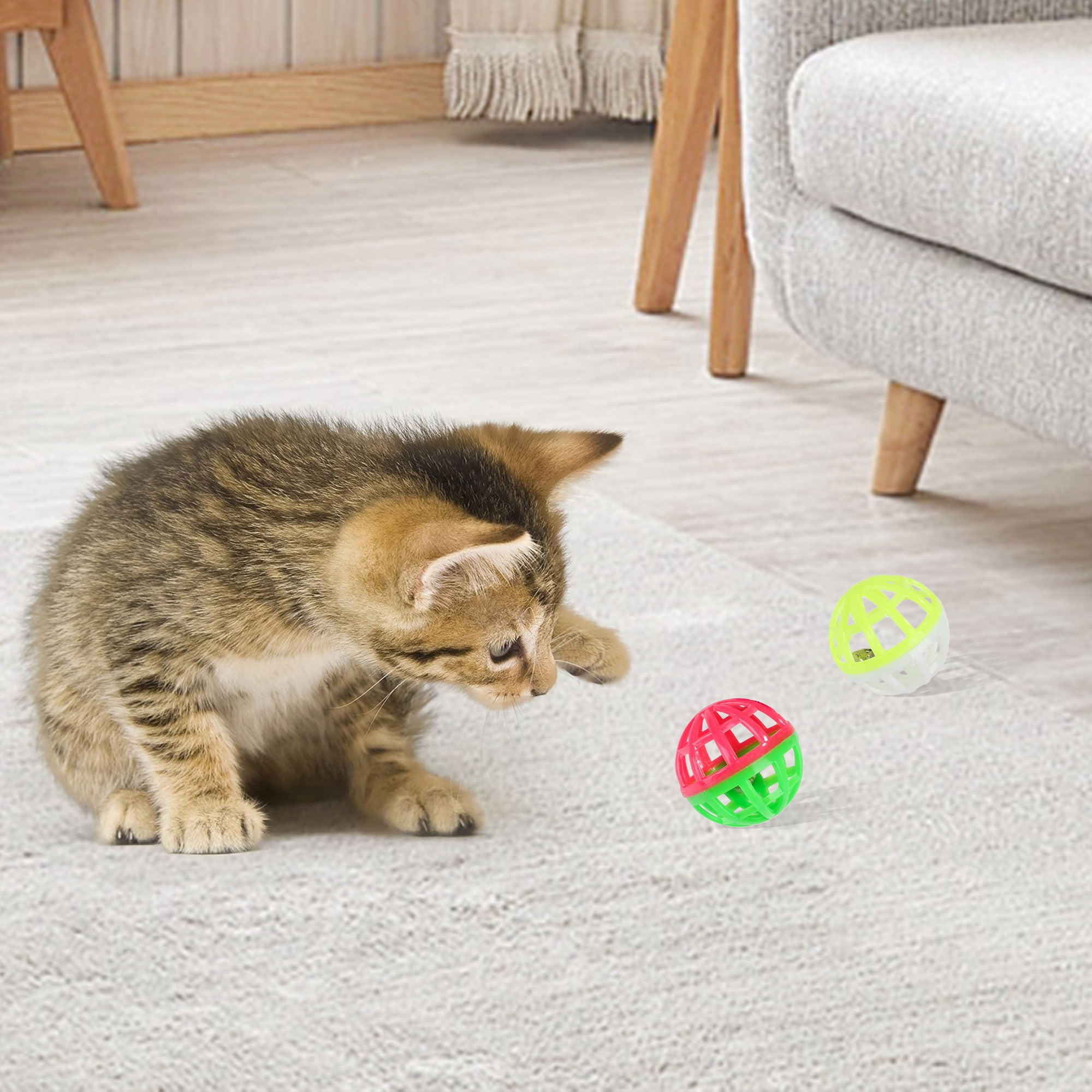 Semfri Interactive Cat Toy Set with L-Shaped Tunnel and Plush Accessories (22-Piece Set) a801x