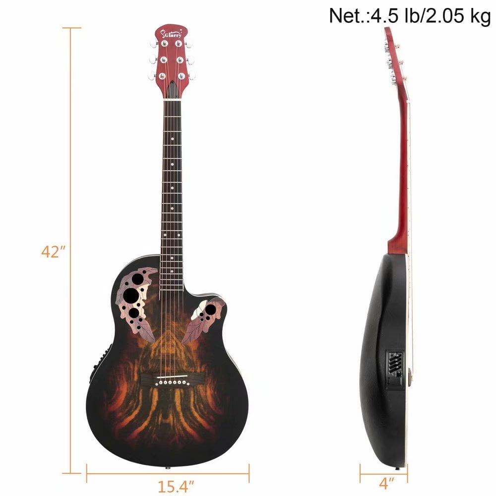 Tcbosik 6-String Acoustic Guitar, Full-Size Dreadnought Cutaway (Red, 41 in) ppi6n