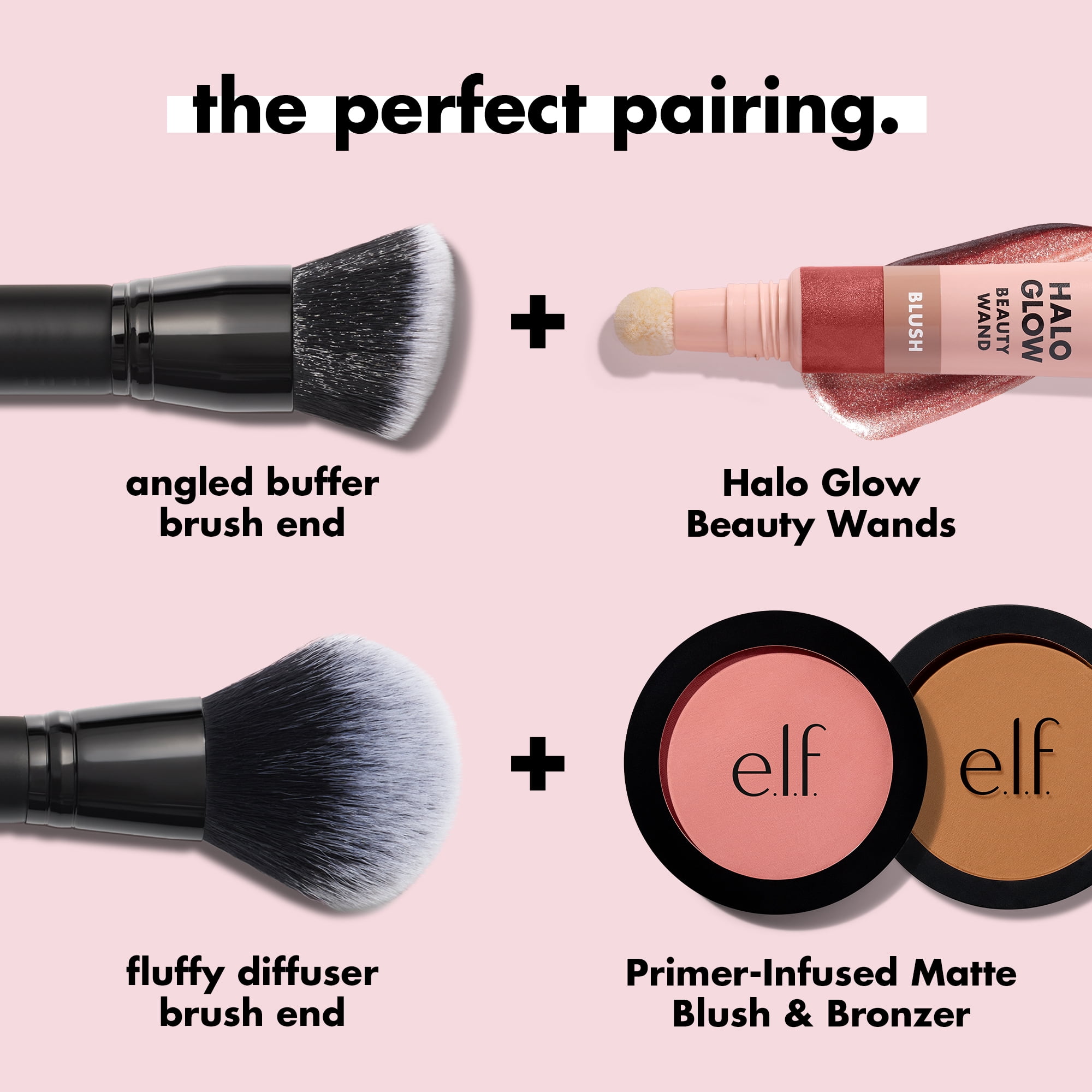 e.l.f. Cosmetics Cream & Powder Face Brush (Dual-Ended Synthetic Makeup Applicator) tvjvz
