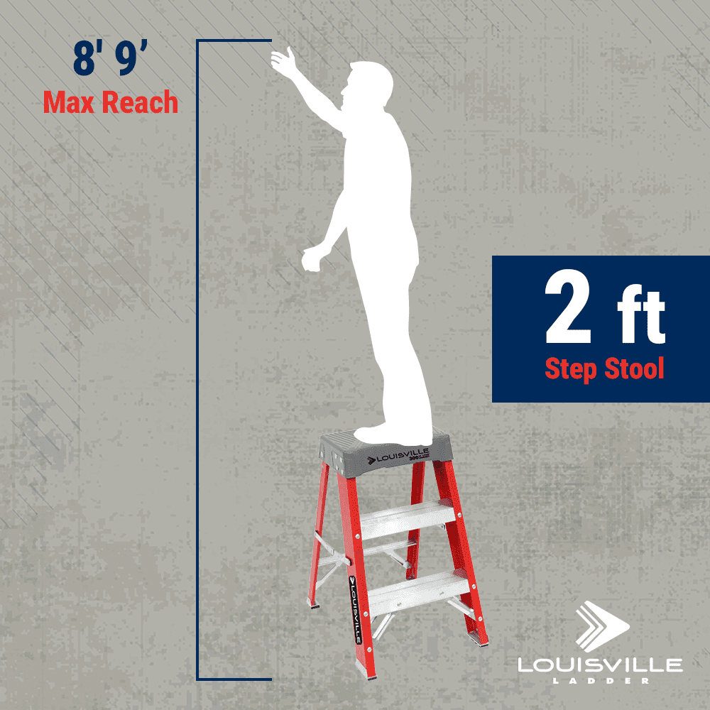 Louisville Ladder Fiberglass Step Stool Industrial Duty (Orange, 2 ft) jey5b