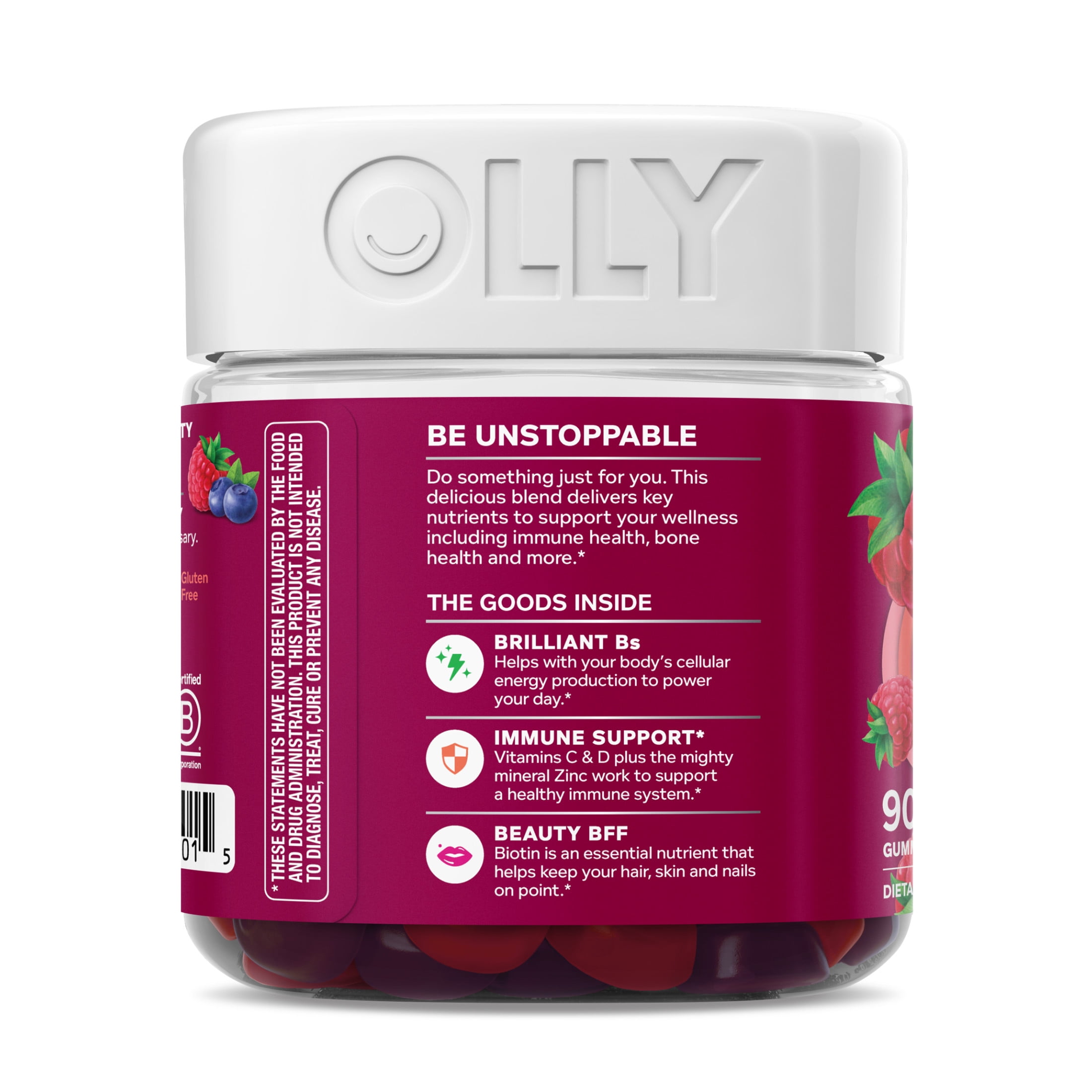 OLLY Women's Multivitamin Gummies, Daily Nutritional Support with Biotin and Vitamin D (90 Count) 06yfm